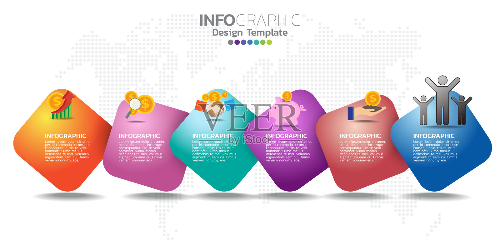 用于业务概念的信息图，带有图标和6个选项或步骤。设计模板素材