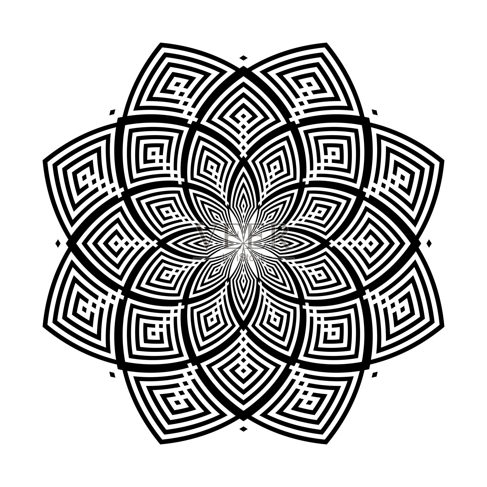 抽象几何圆旋转图案。插画图片素材