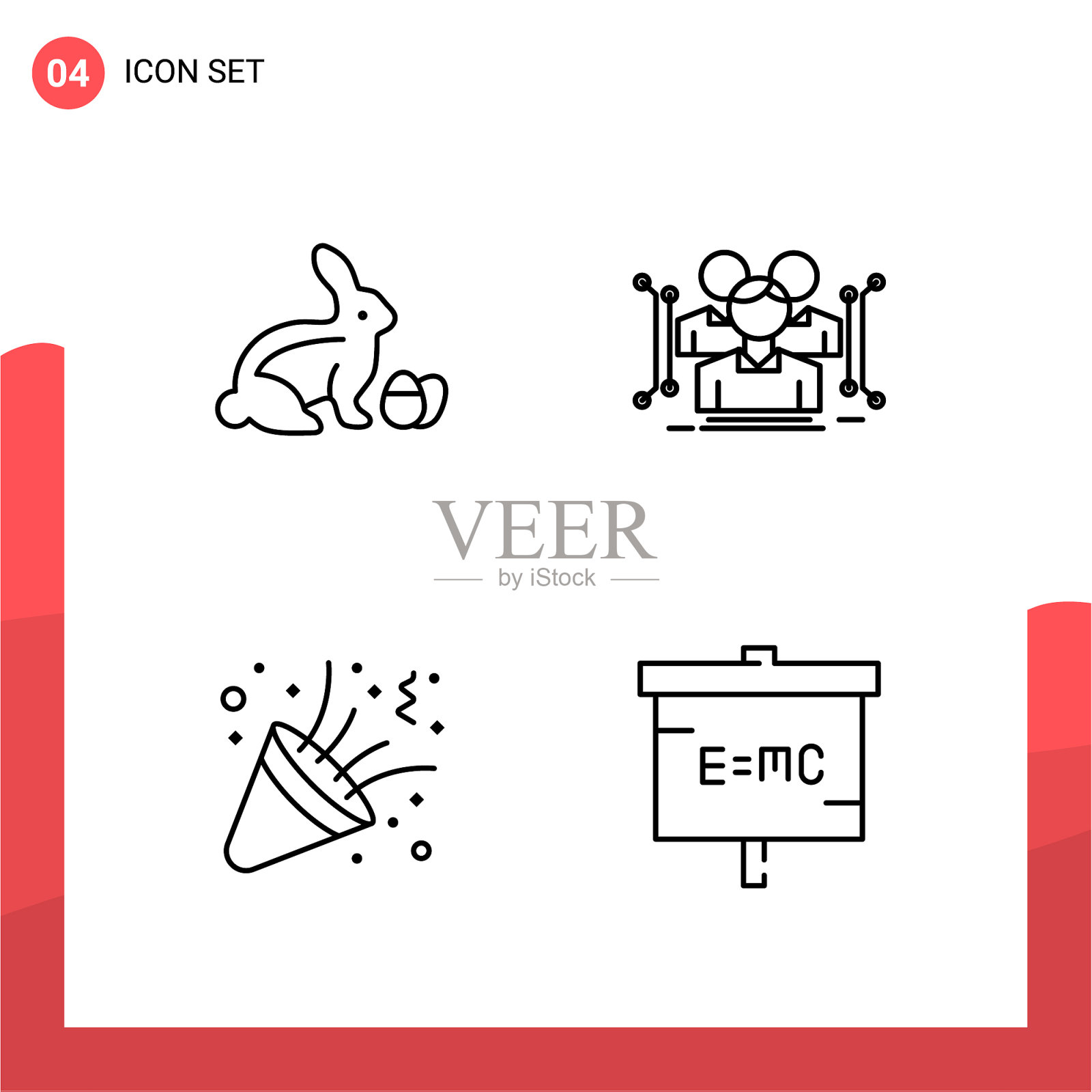 为打印媒体打包4个通用轮廓图标图标素材