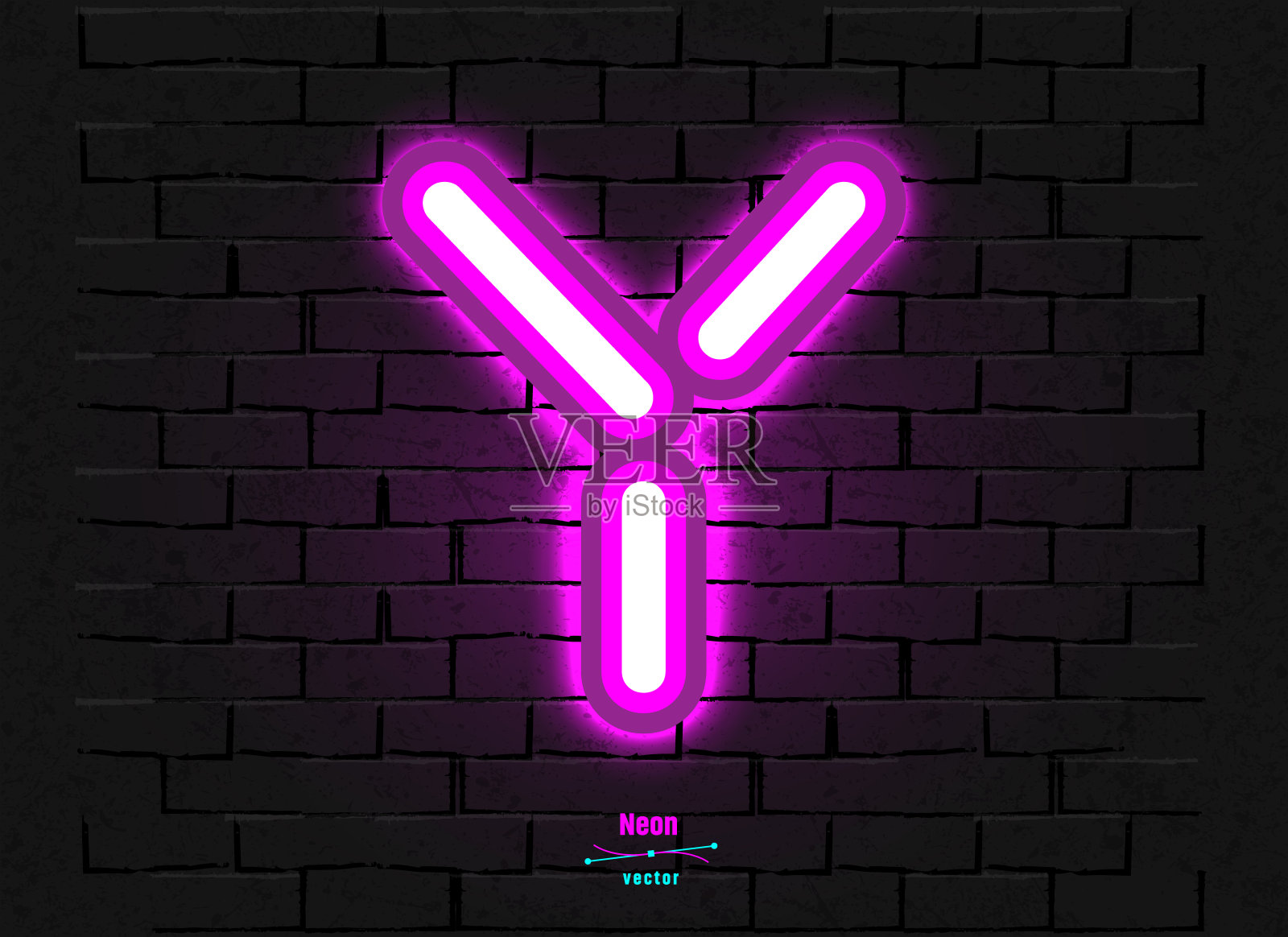 向量霓虹灯的信设计元素图片