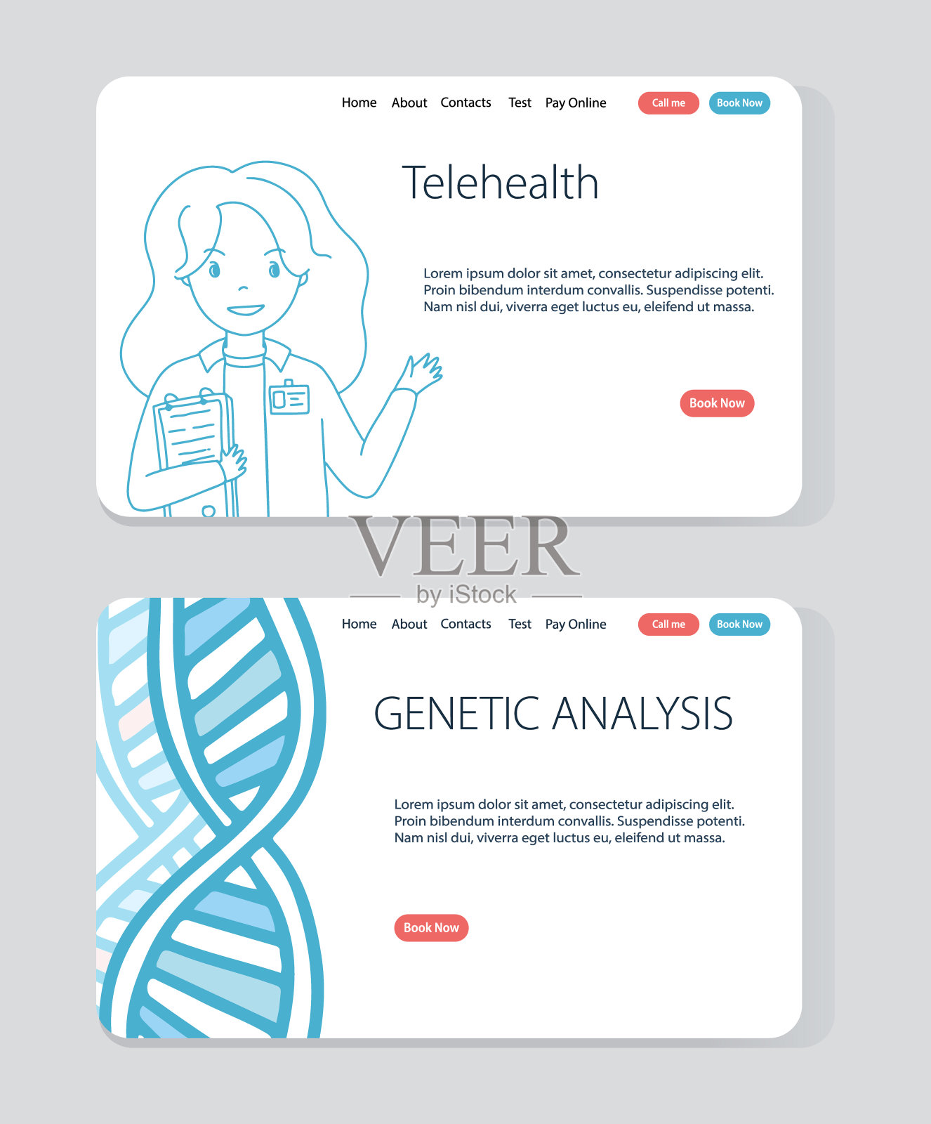 在线咨询和基因分析服务的载体网站模板。设计模板素材