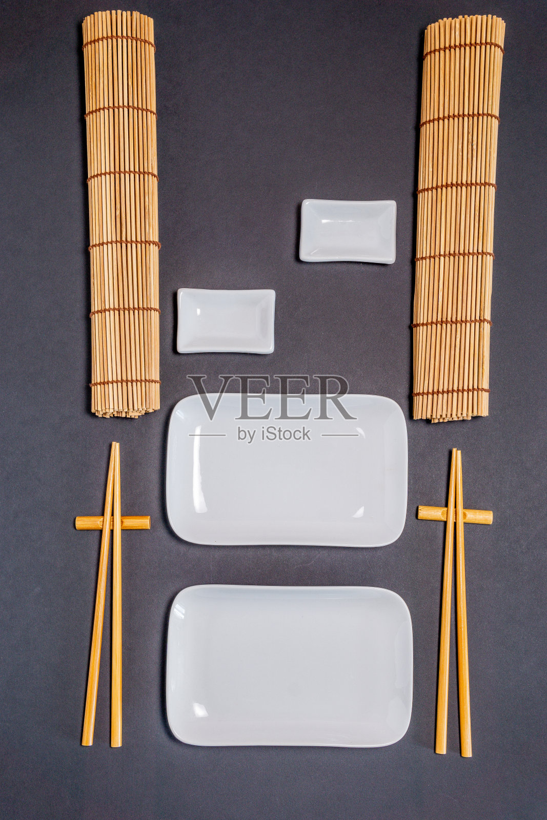 寿司的背景。文本的空白。餐厅的菜单。俯视图平铺照片摄影图片