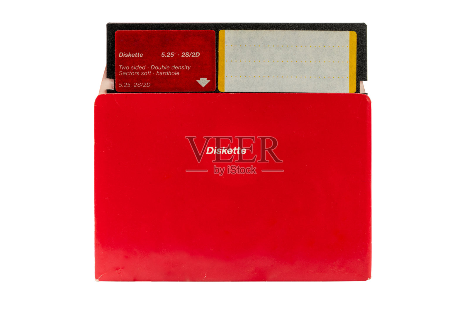 老式复古软盘与案例磁盘5.25白色背景照片摄影图片