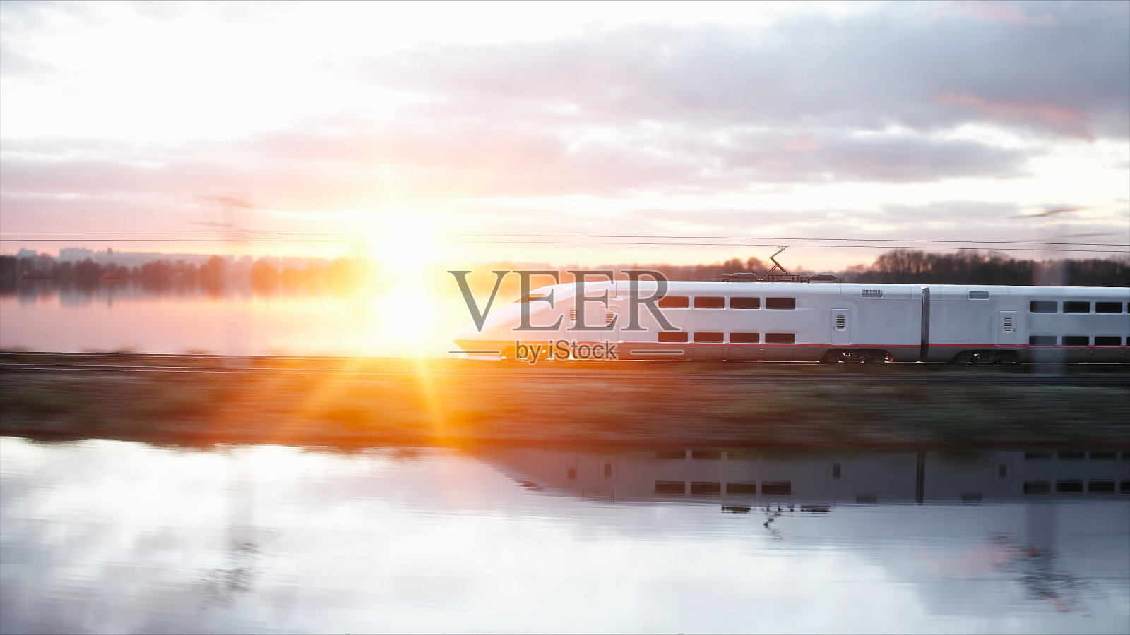 电动客车。开车非常快。旅行和旅行的概念。3 d渲染。照片摄影图片