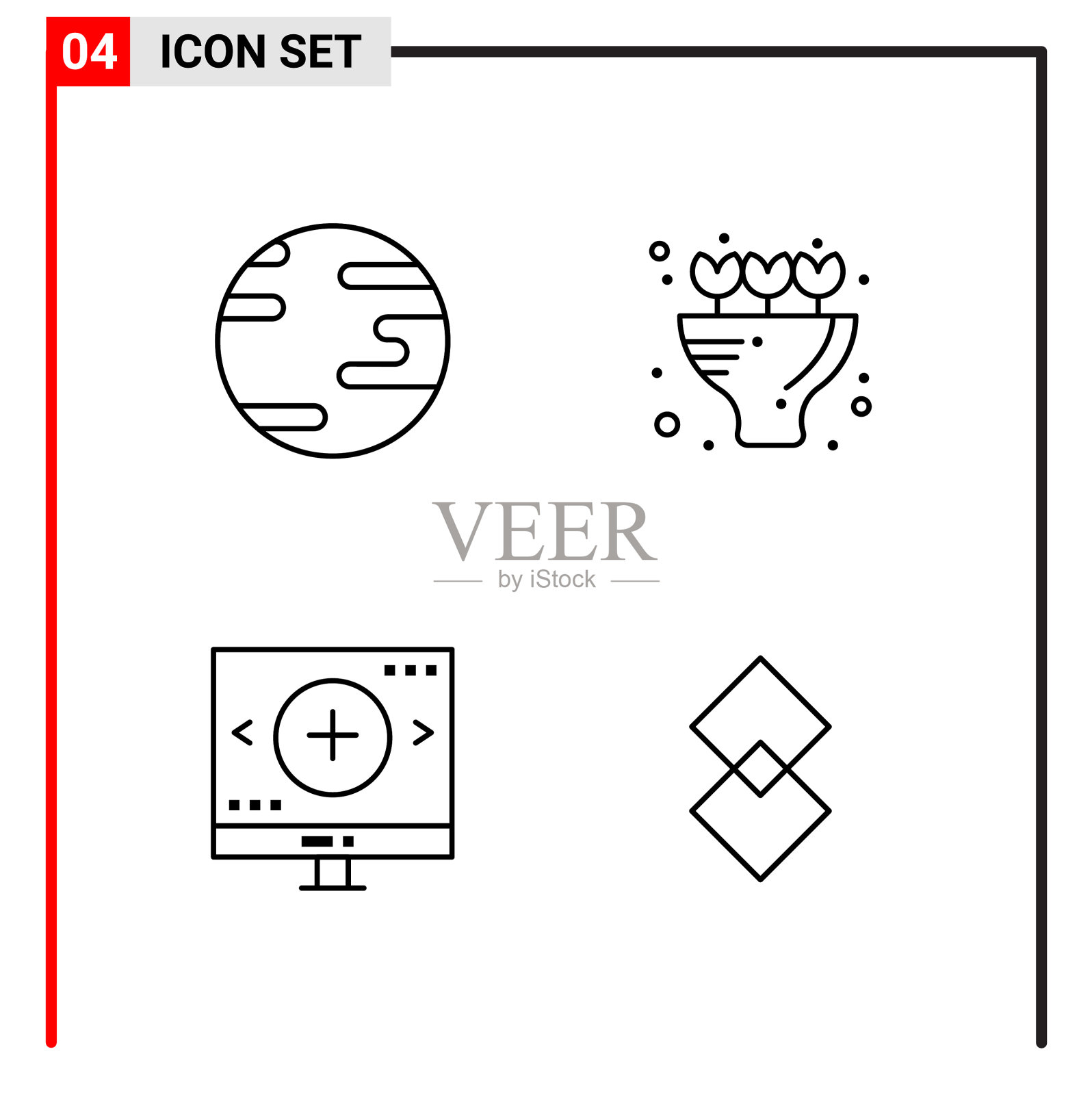 4个通用图标用于网站设计打印和图标素材