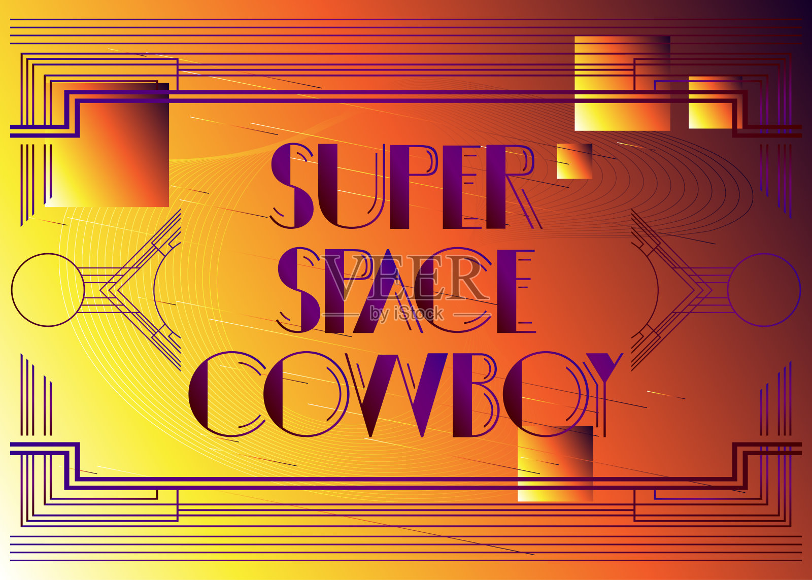 装饰艺术超级空间牛仔文本。插画图片素材