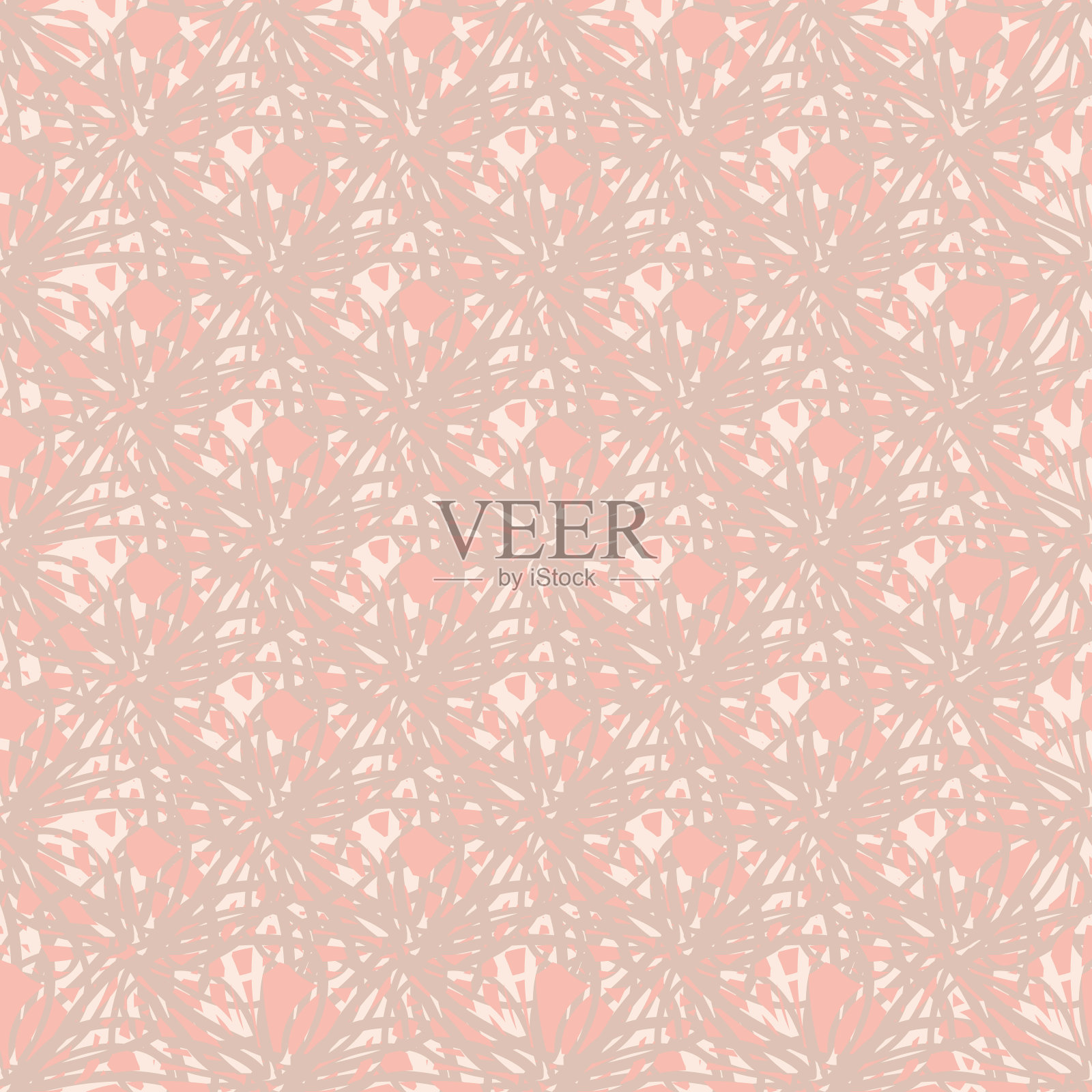 向量抽象花墙无缝向量图案背景。浓密的纹理粉色背景重叠轮廓花。手绘网格设计。植物全印刷包装，网。插画图片素材