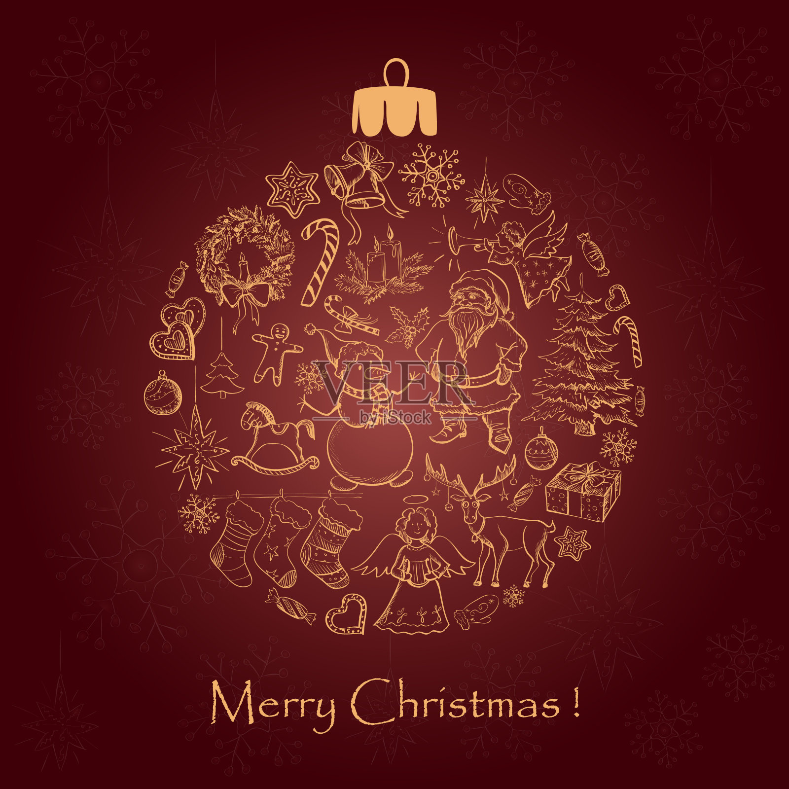 用于圣诞节庆祝活动的精美圣诞球设计模板素材