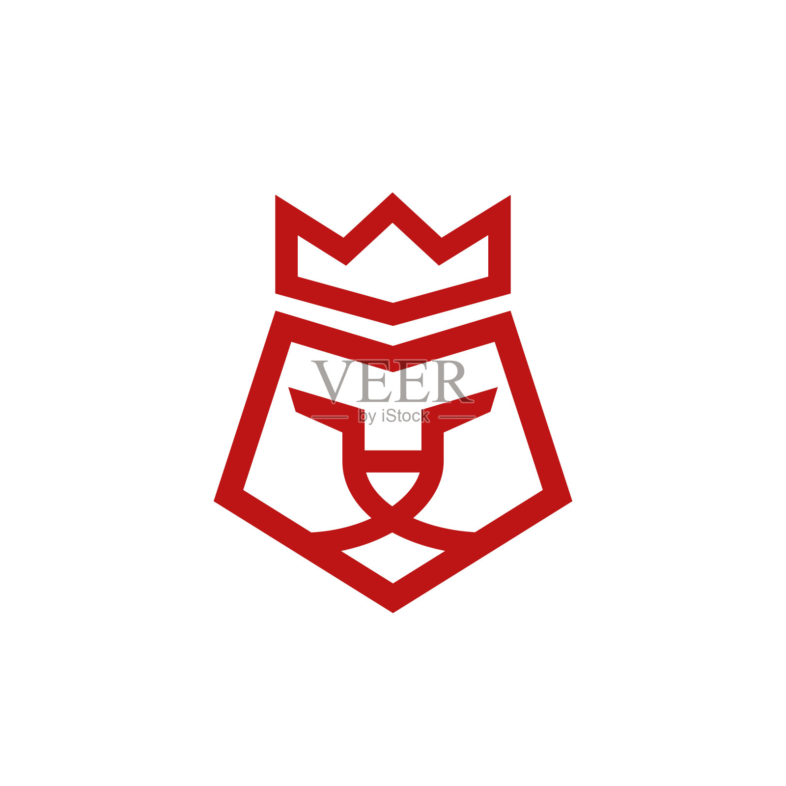 几何线条狮冠标志插画图片素材