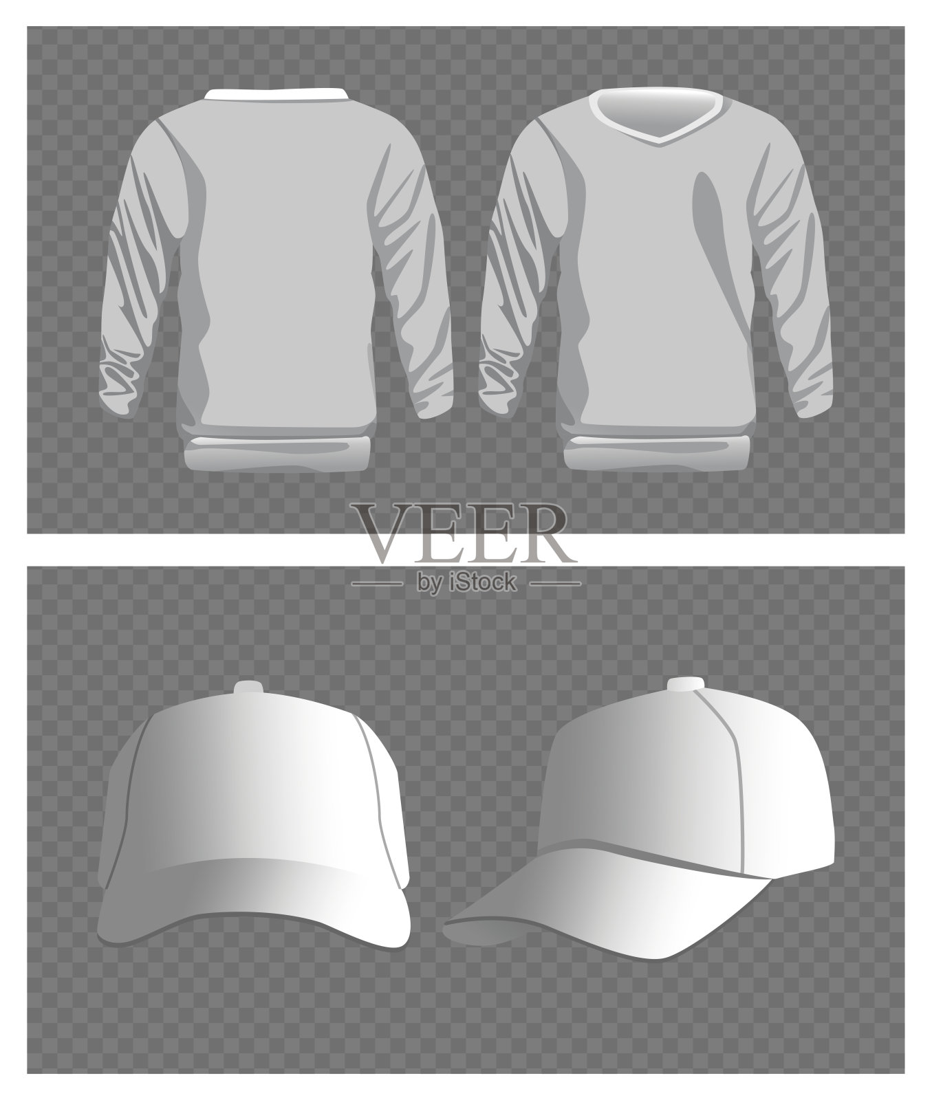 男大衣和运动帽白色孤立图标插画图片素材