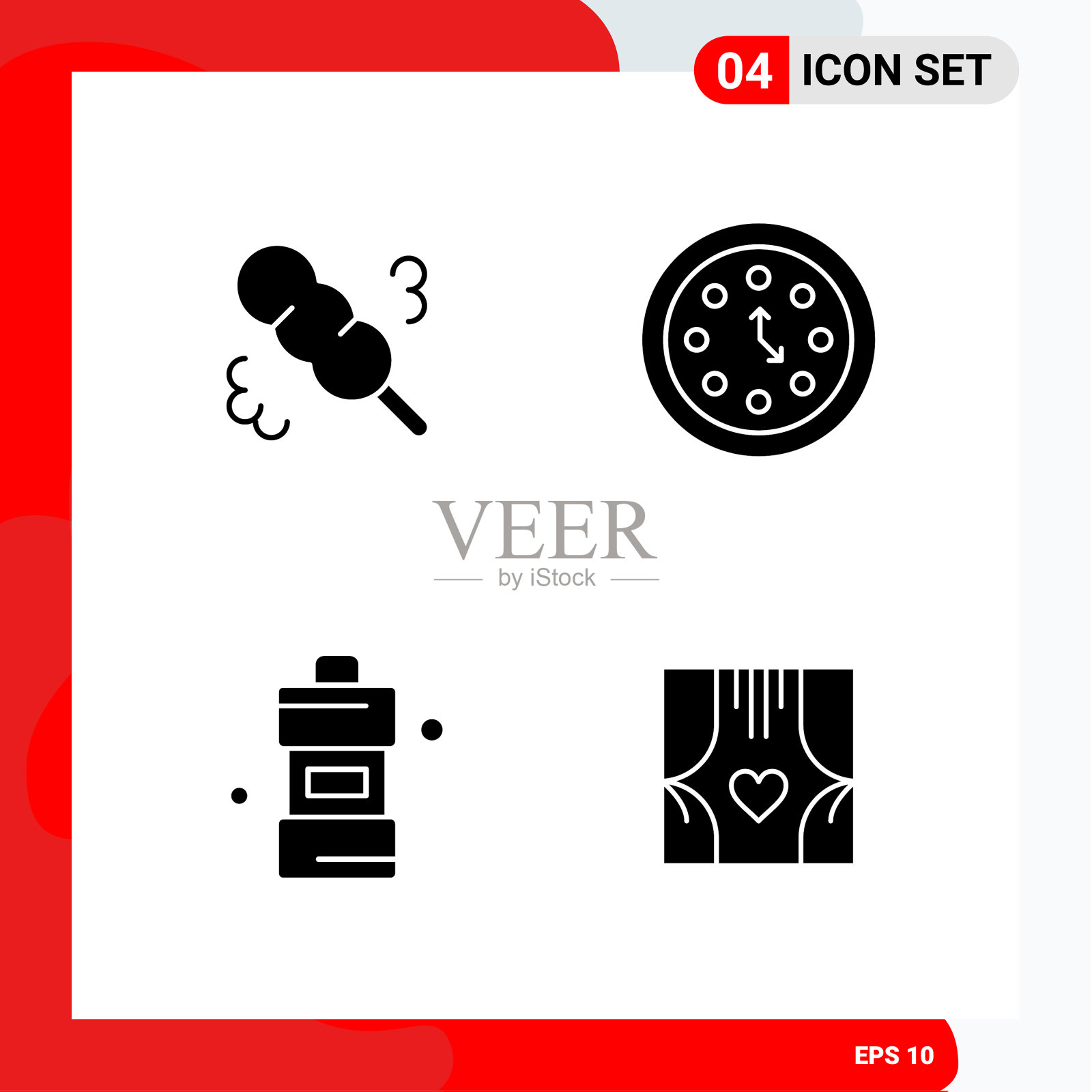 创意集4个通用字形图标孤立图标素材