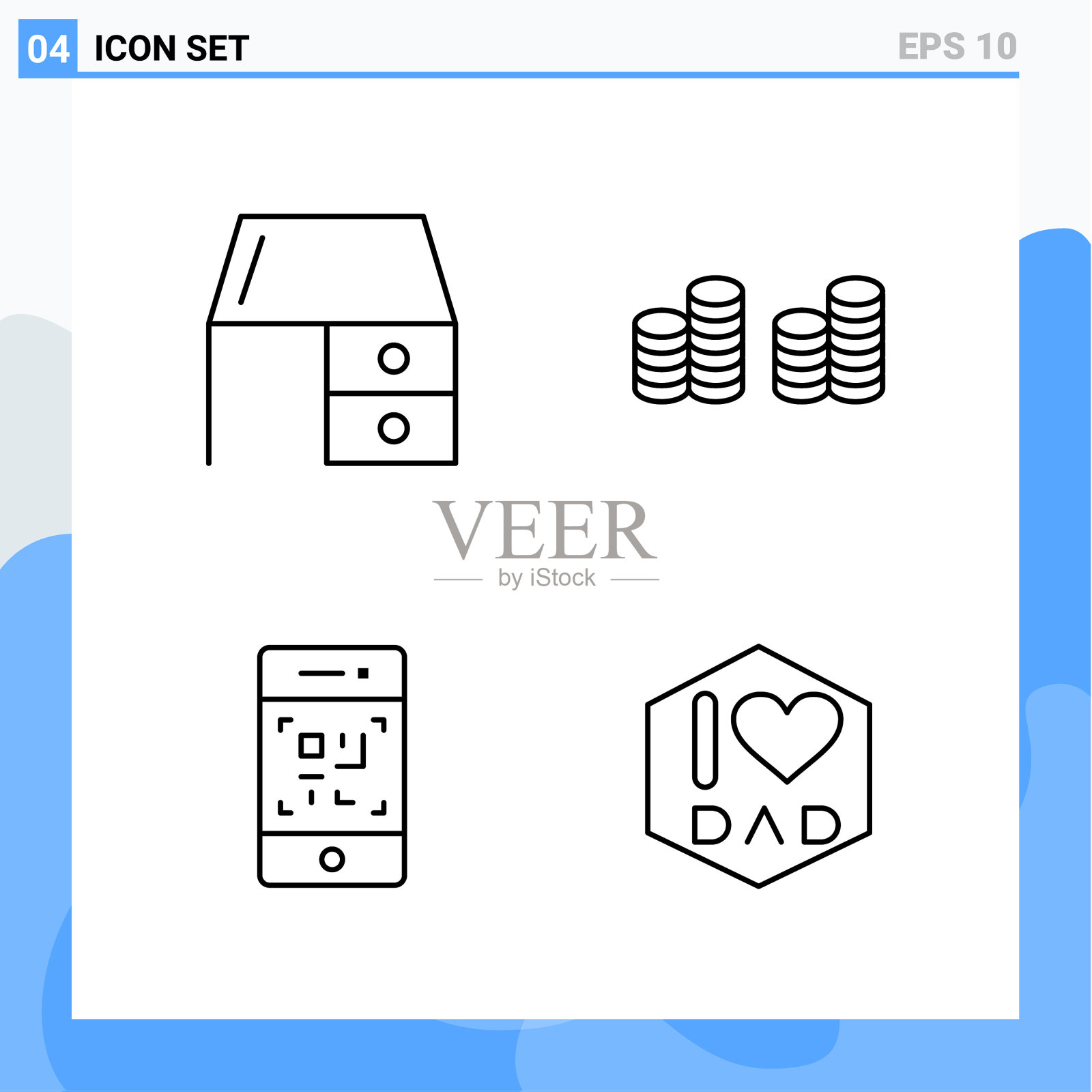 现代4线样式图标的轮廓符号图标素材