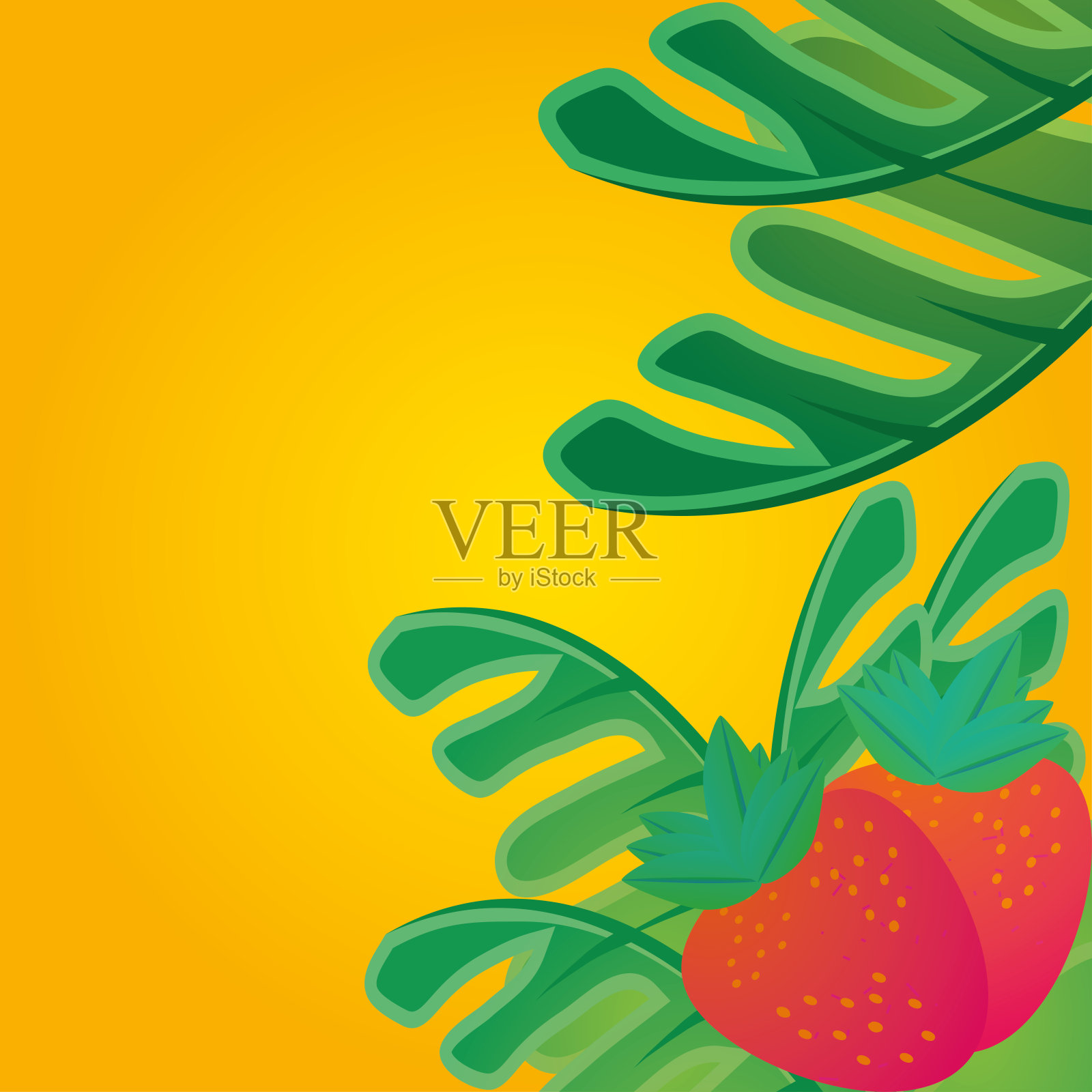 模板与夏天的水果和象征夏天插画图片素材