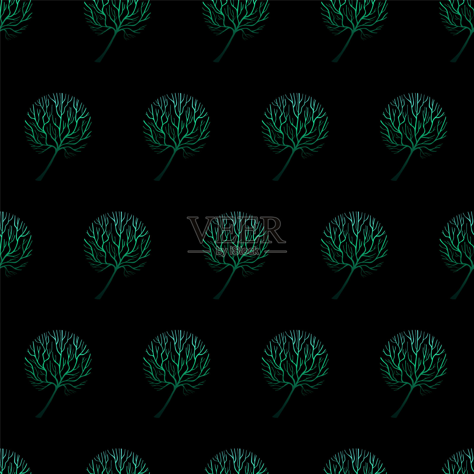 树木图案梯度手绘-09插画图片素材