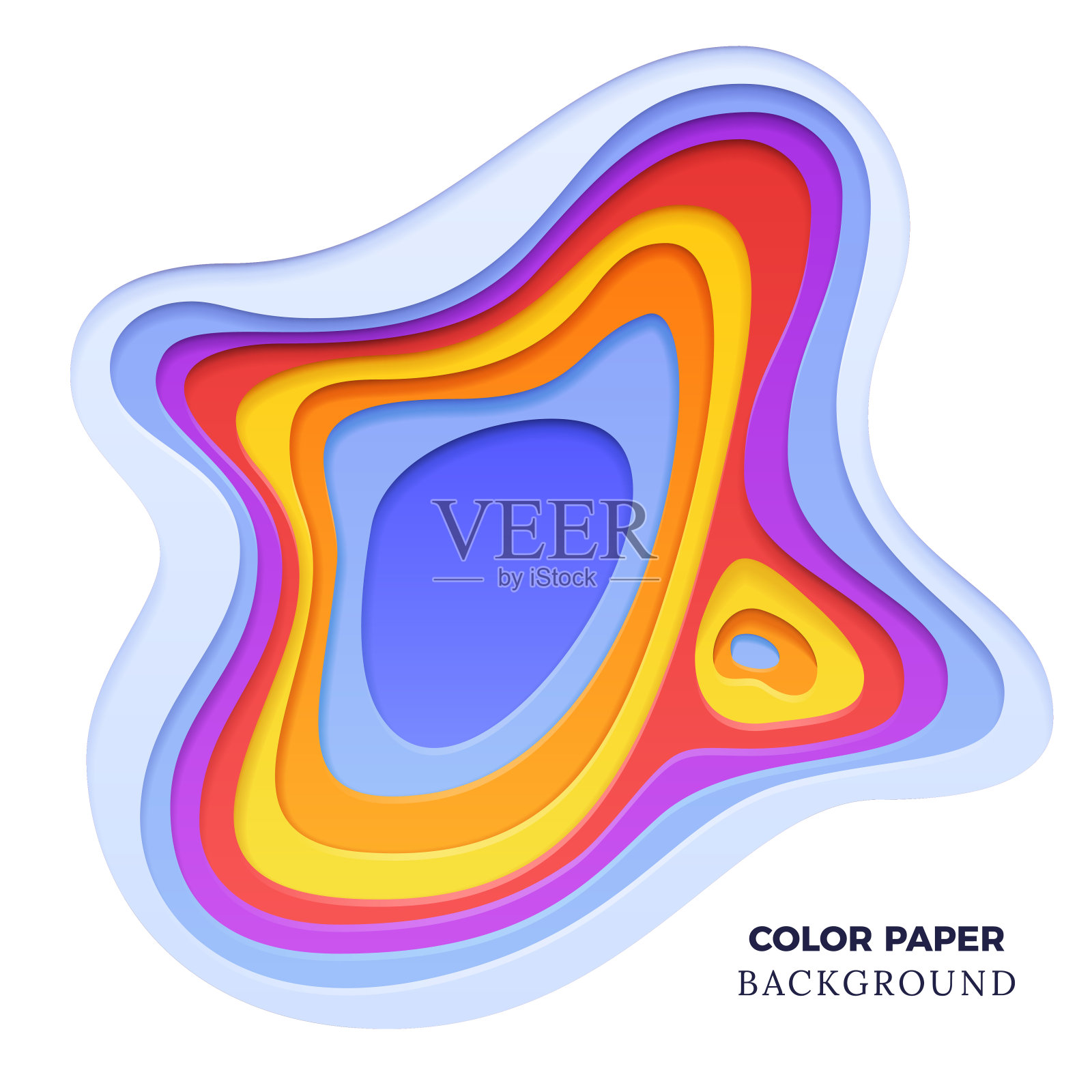 现代抽象背景与剪纸颜色形状。折纸背景设计插画图片素材