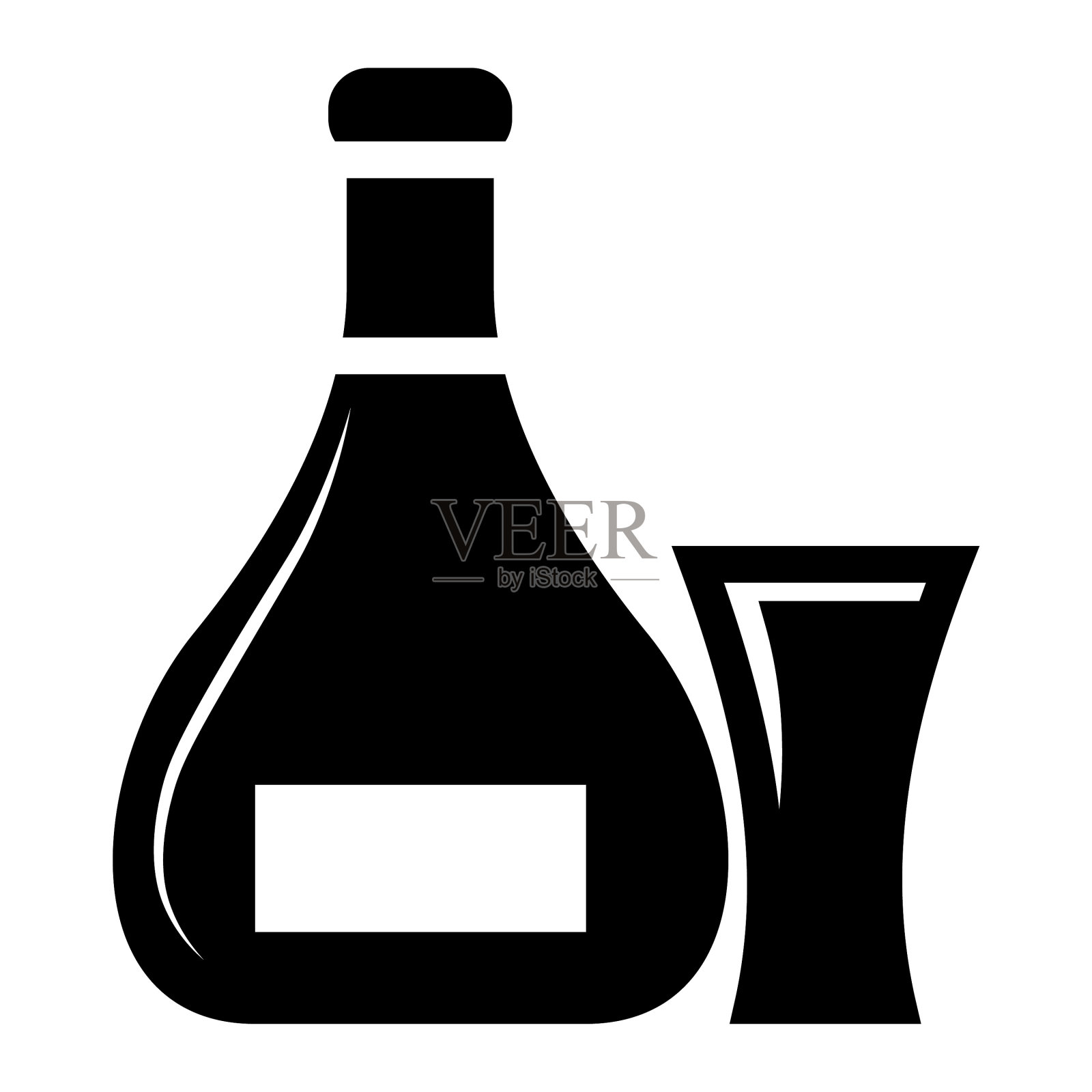 一瓶和一杯威士忌插画图片素材