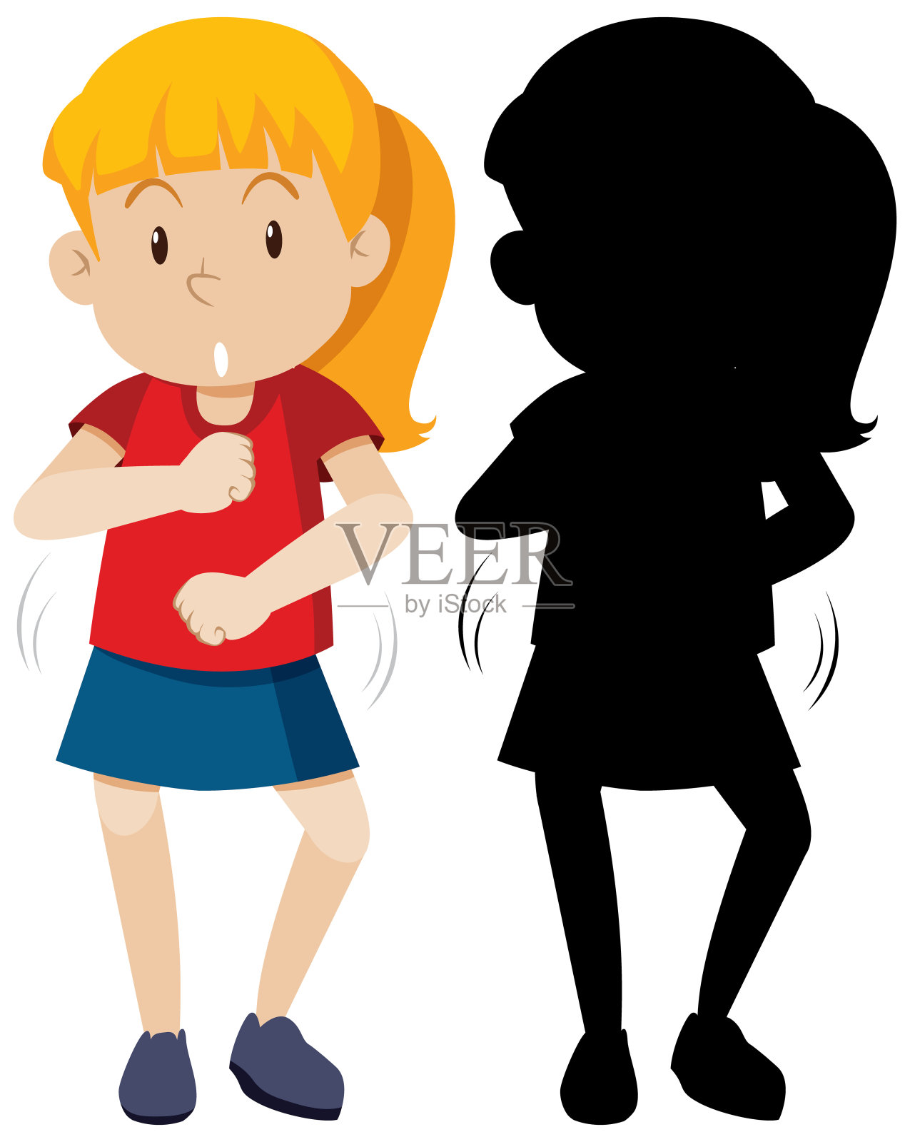 看着我和它的剪影跳舞插画图片素材