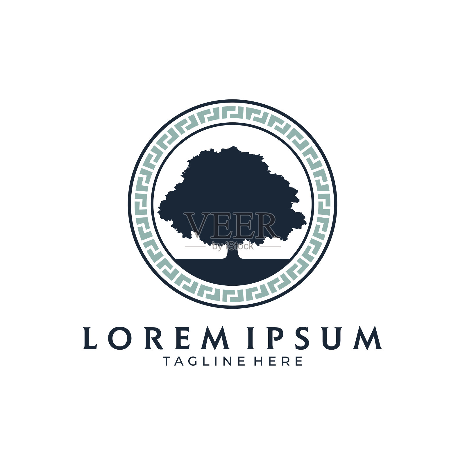 橡树圈装饰经典插画图片素材