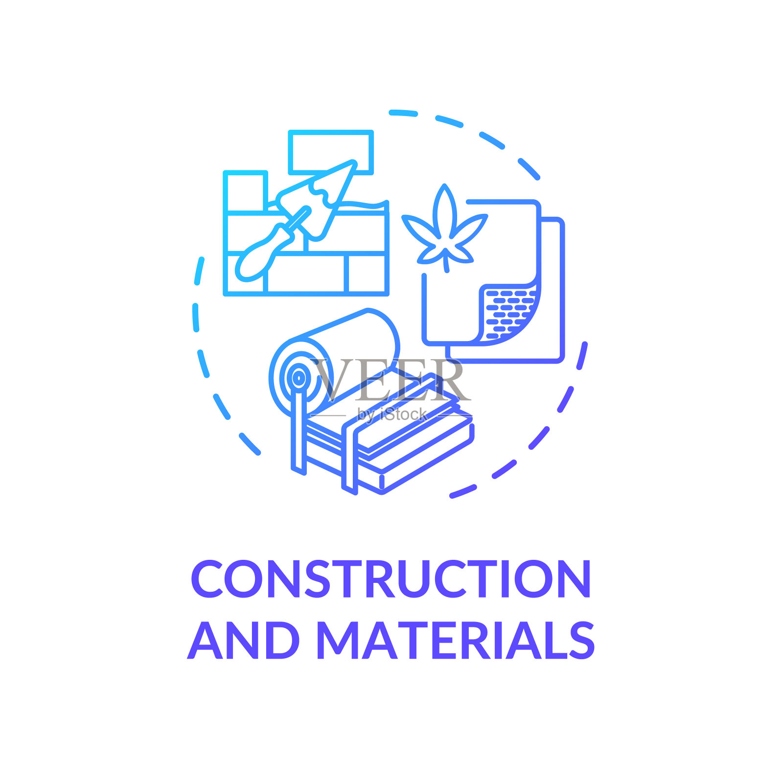 建筑和材料概念图标插画图片素材