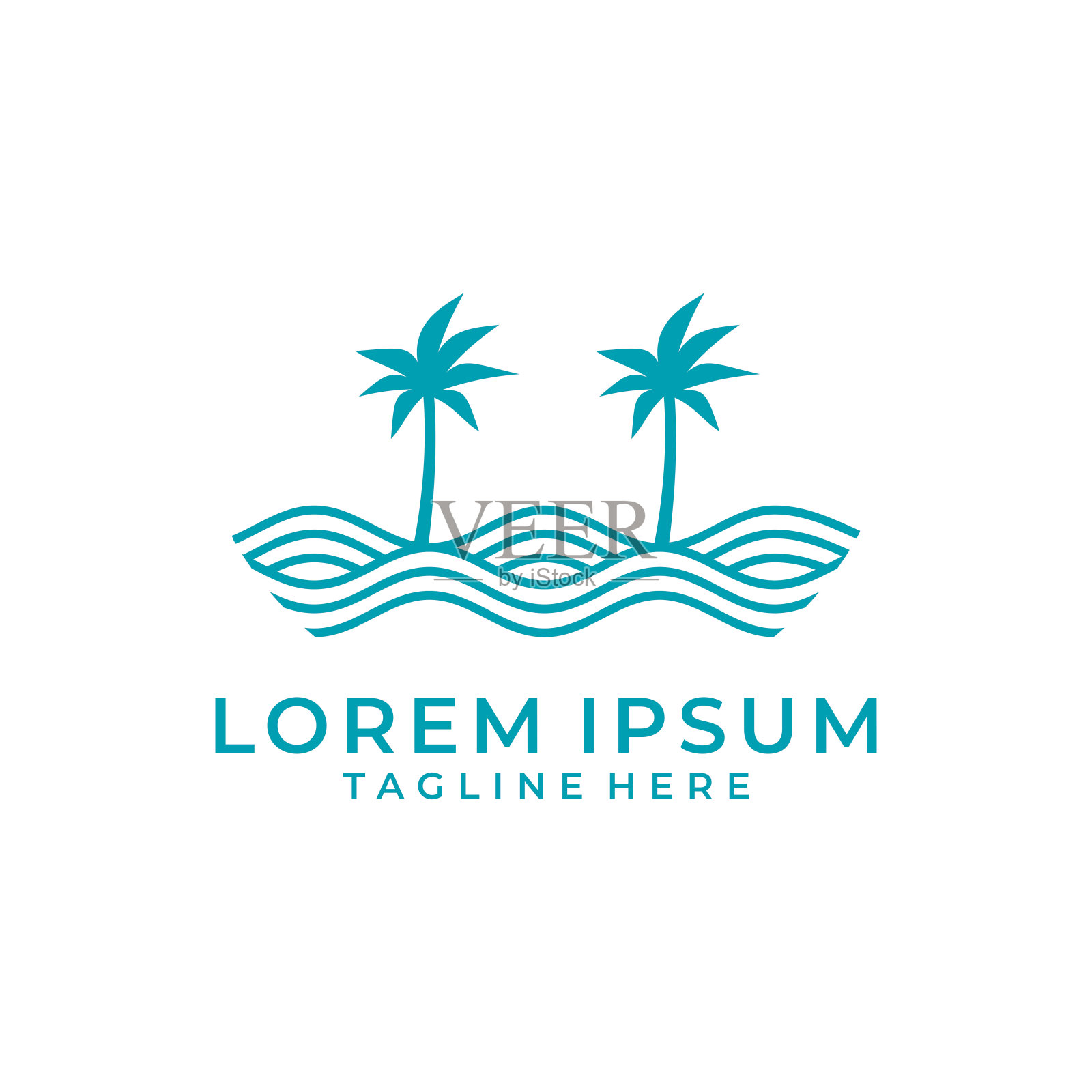 海浪棕榈树插画图片素材