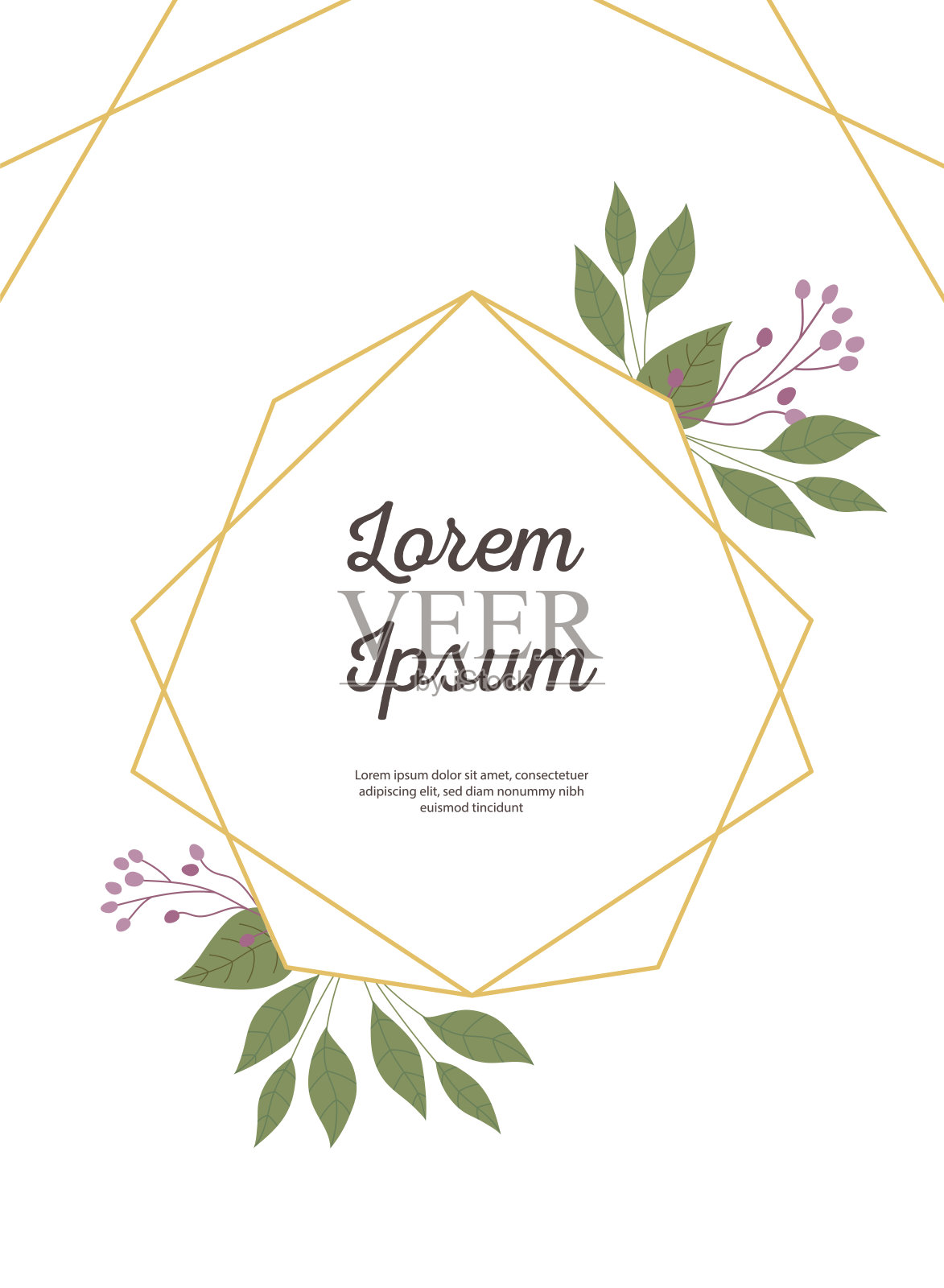 婚礼请柬装饰树叶贺卡或公告设计模板素材