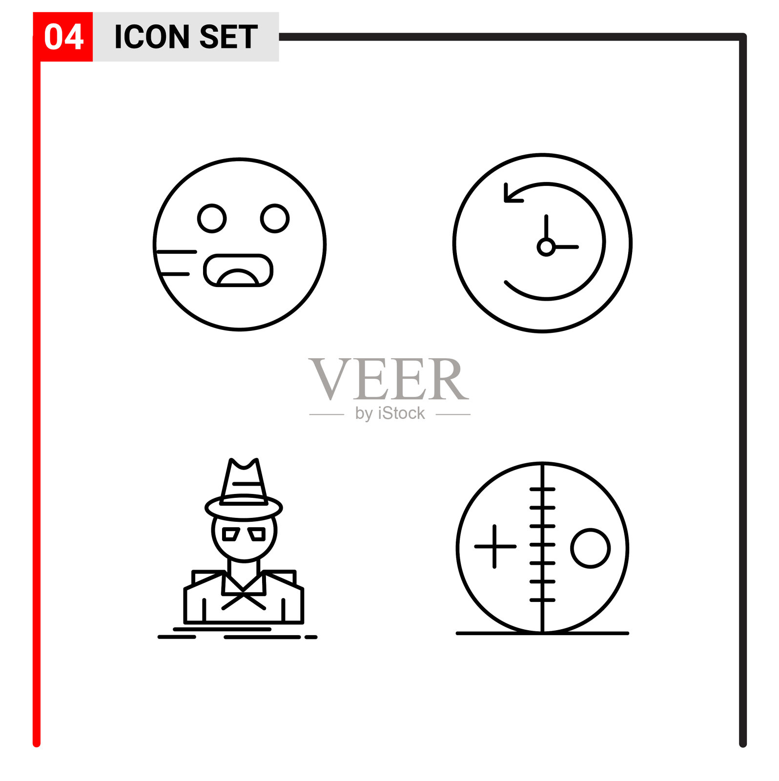 4个通用图标用于网站设计打印和图标素材