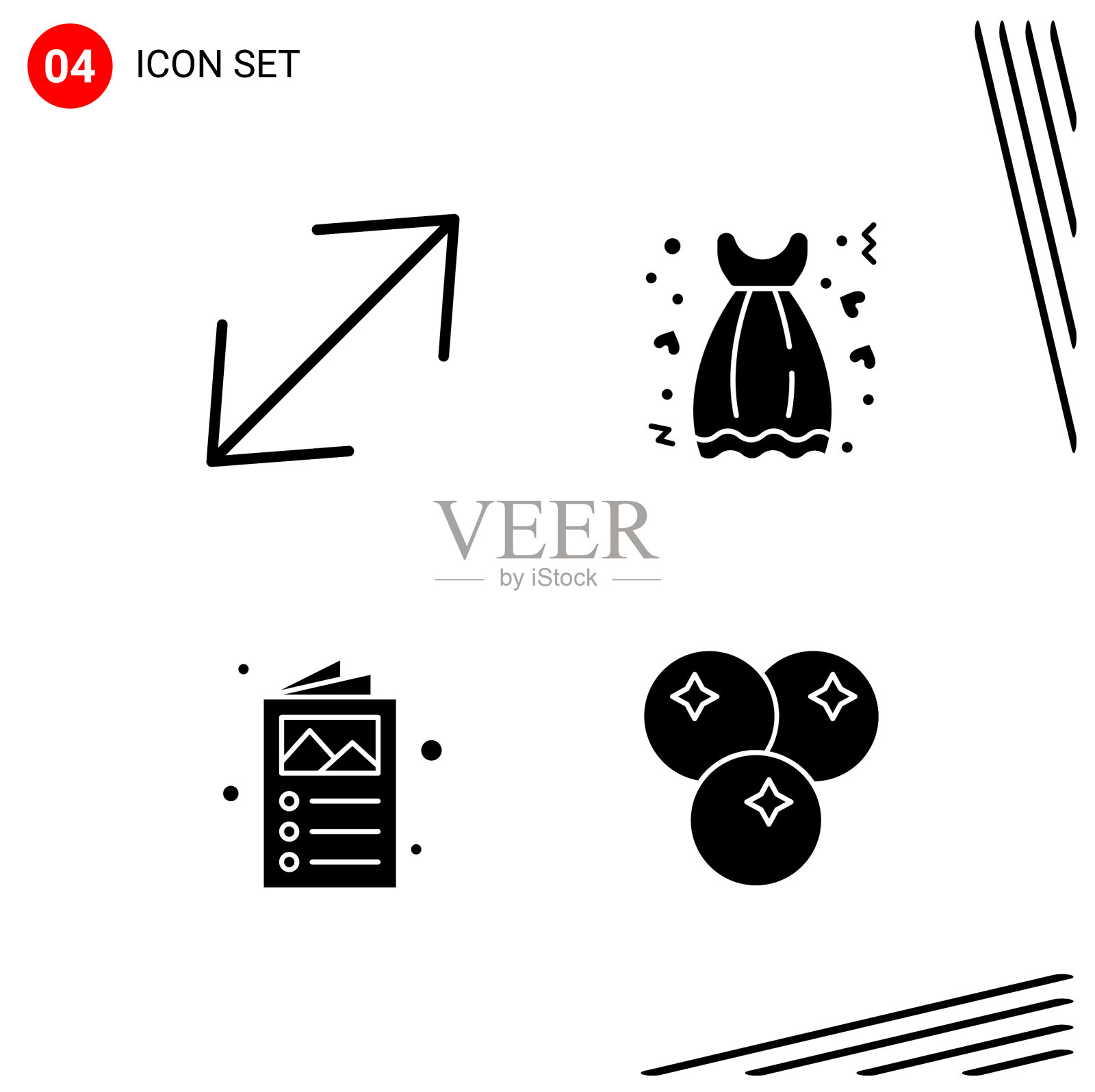 在固体样式像素中收集4个图标图标素材