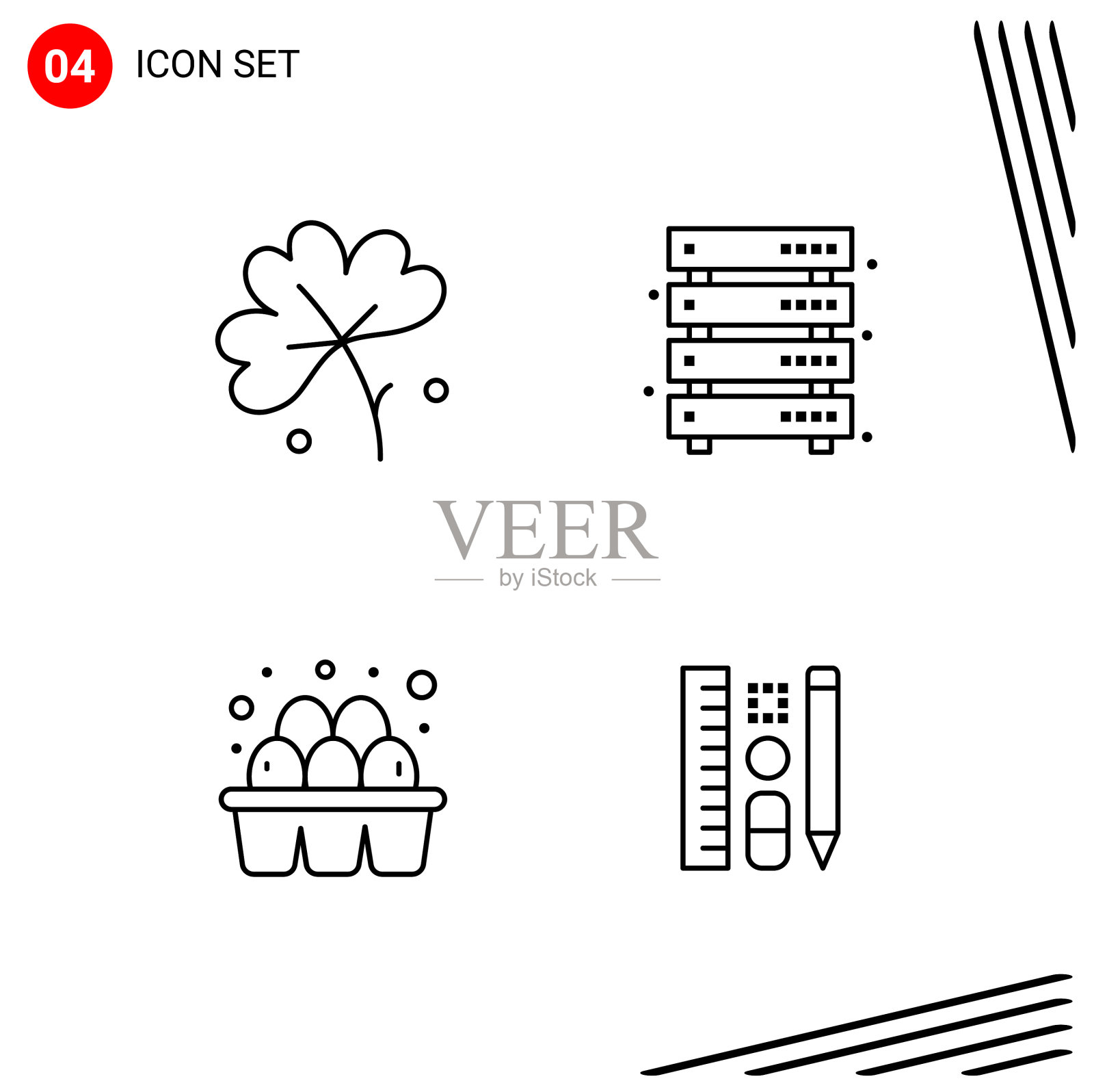 收集4个图标在线条风格像素完美图标素材