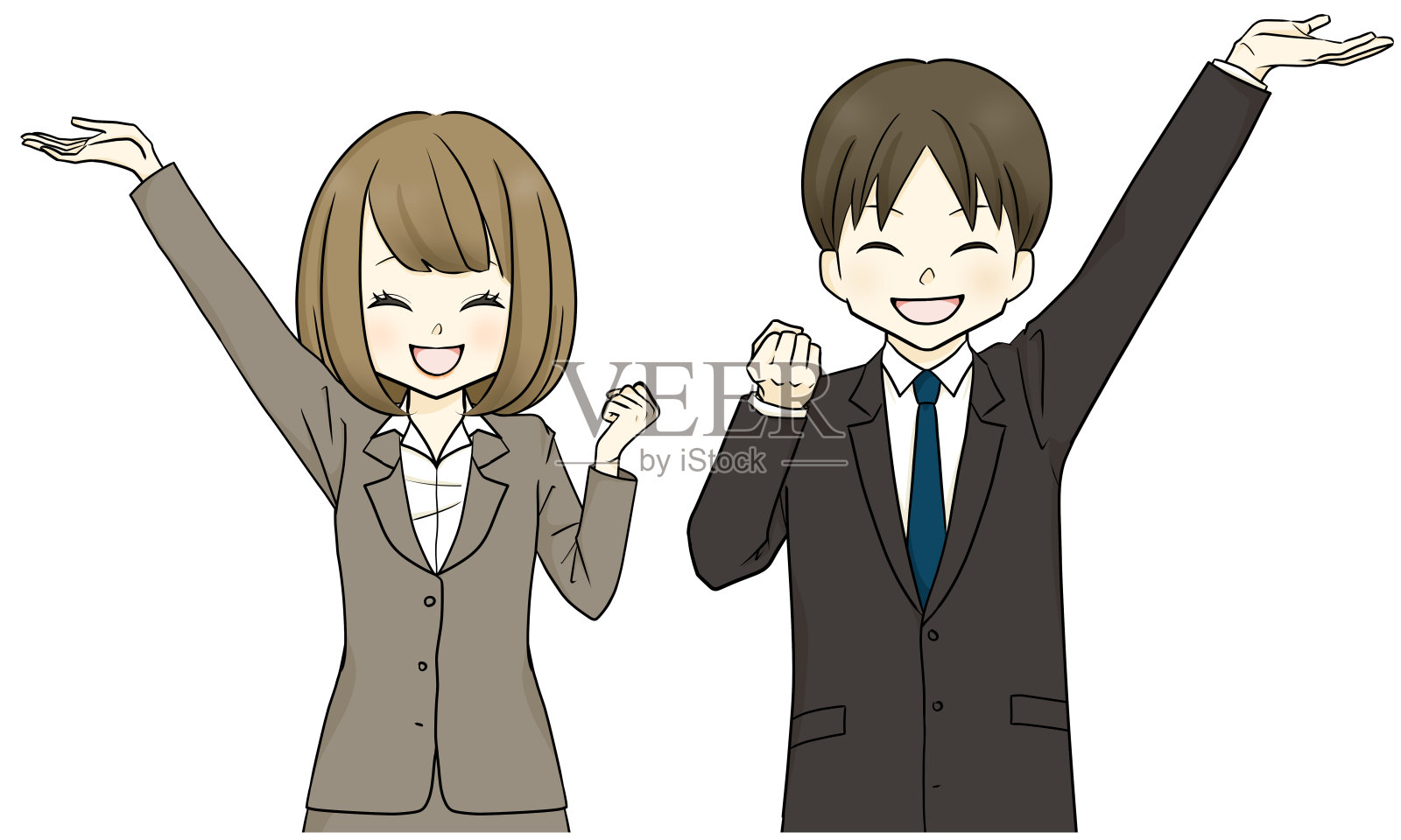 男女穿着西装介绍插画图片素材