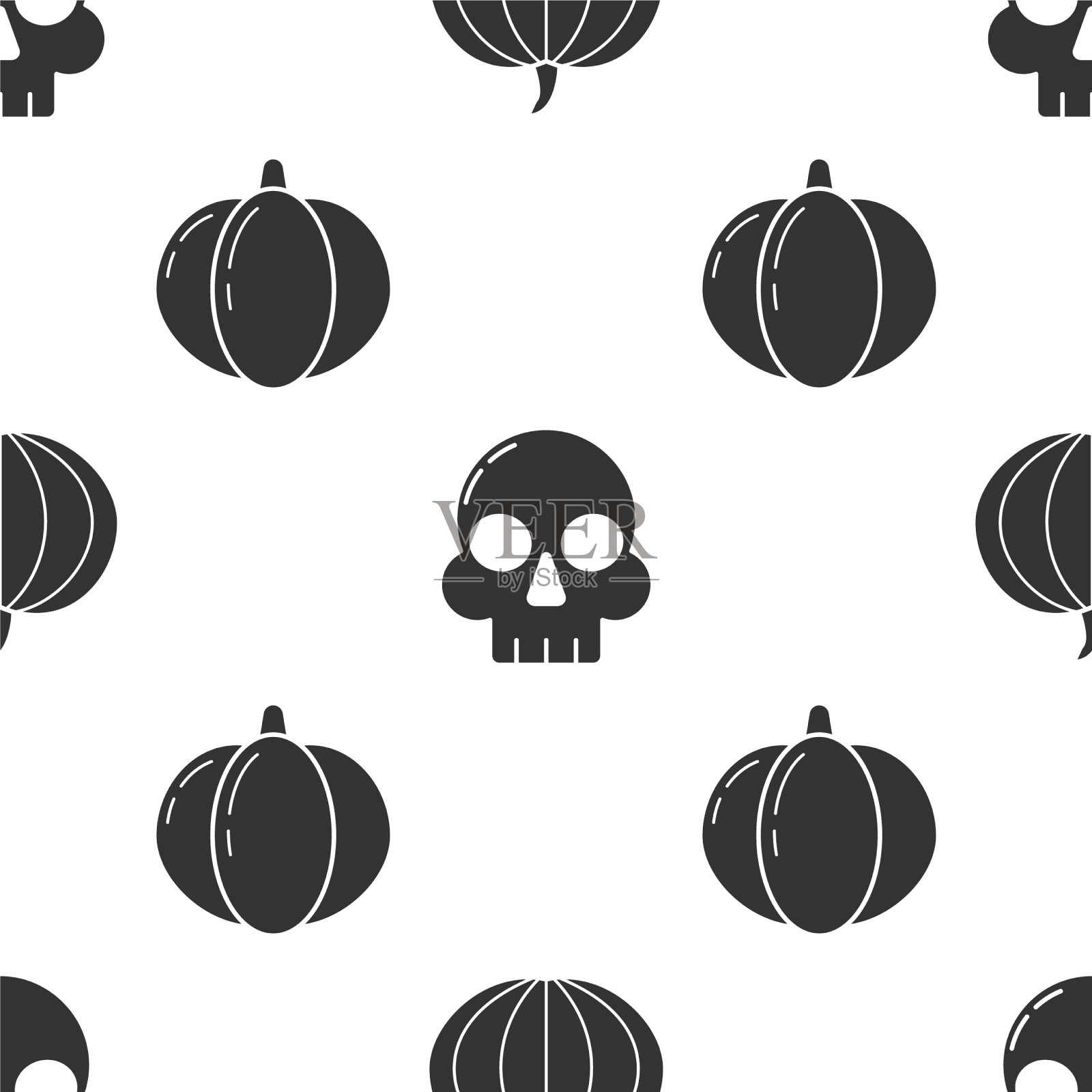 让南瓜骷髅和南瓜无缝连接图标素材