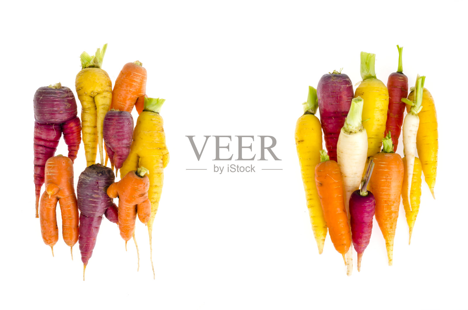 丑陋，变形的新鲜有机胡萝卜颜色不同照片摄影图片