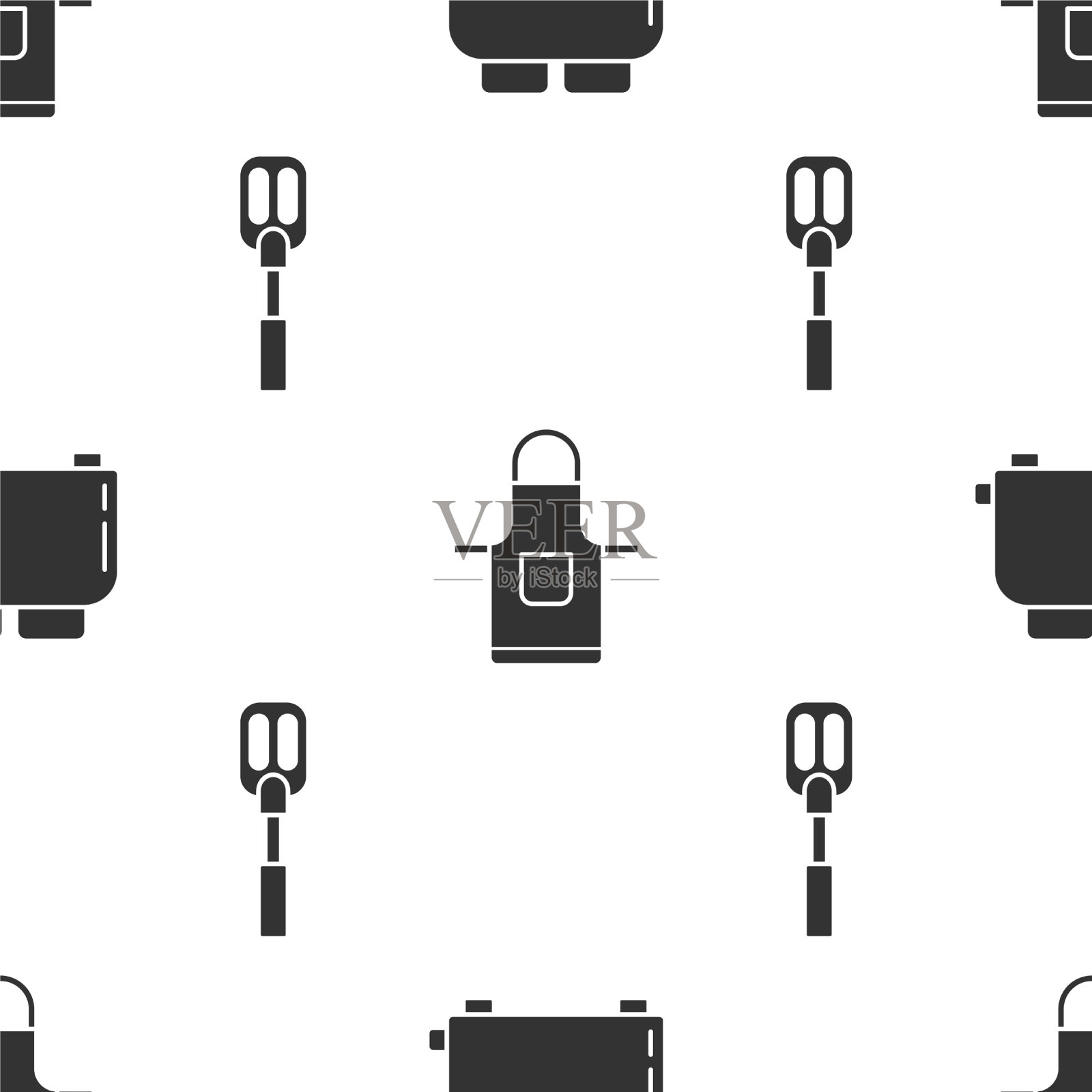把烤面包机和厨房围裙图标素材