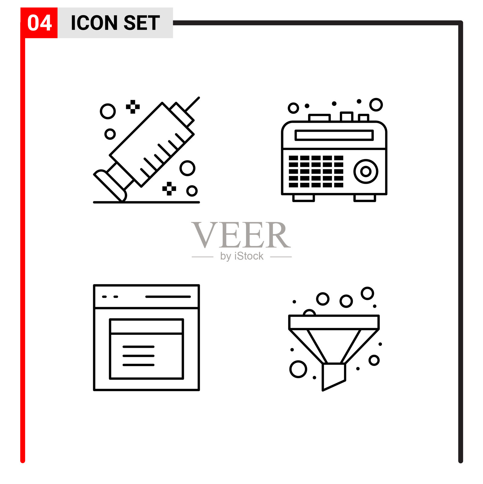 4个通用图标用于网站设计打印和图标素材