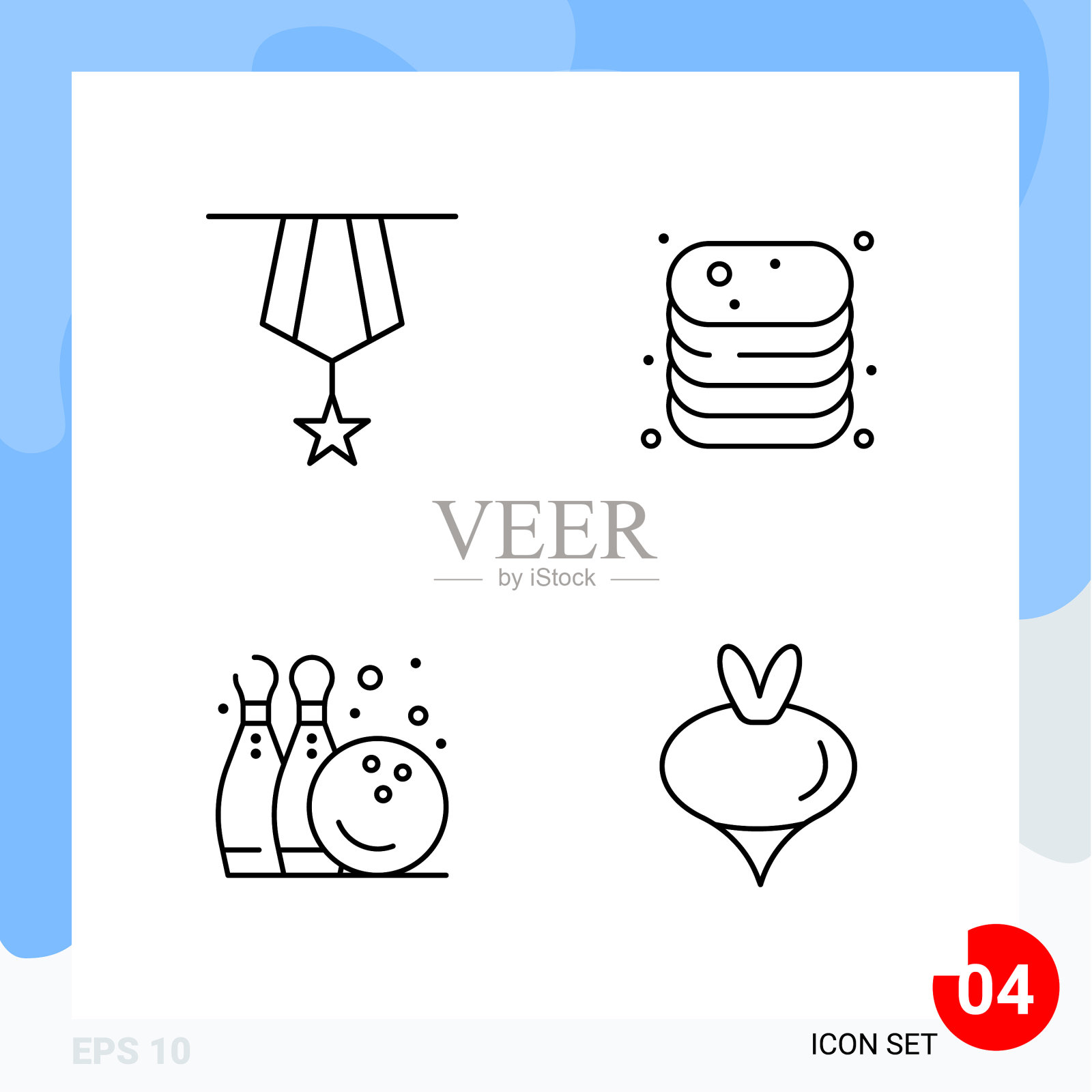 现代包4个图标线条轮廓符号图标素材