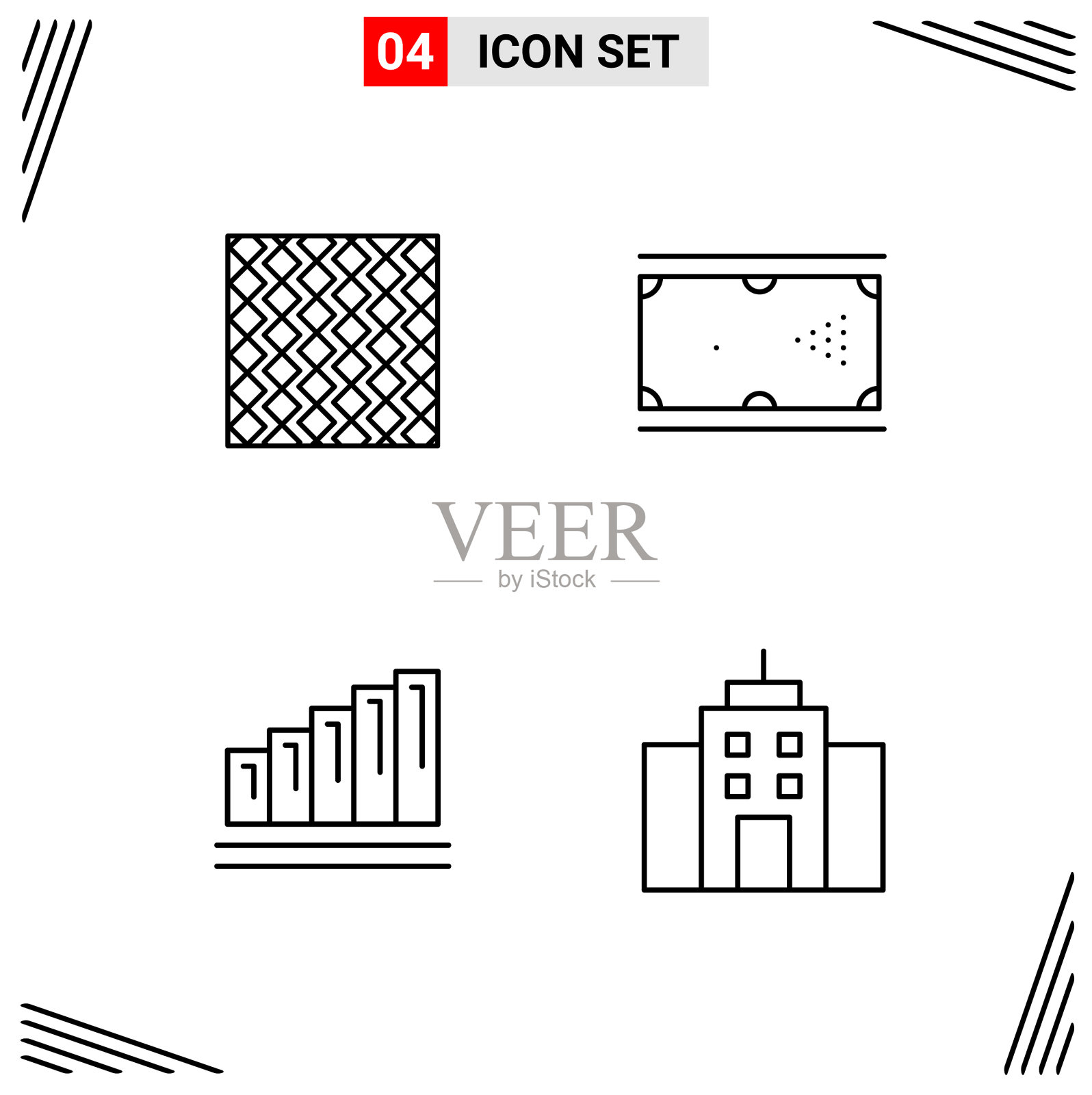 4图标线条样式基于网格的创意轮廓图标素材