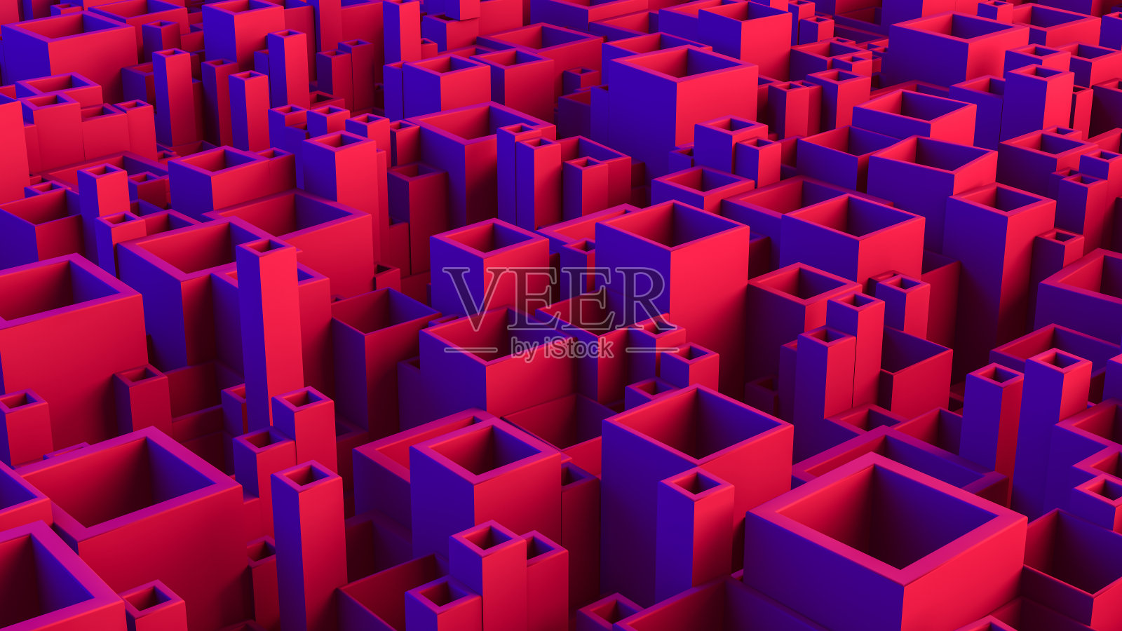 霓虹灯背景的抽象三维几何形状照片摄影图片