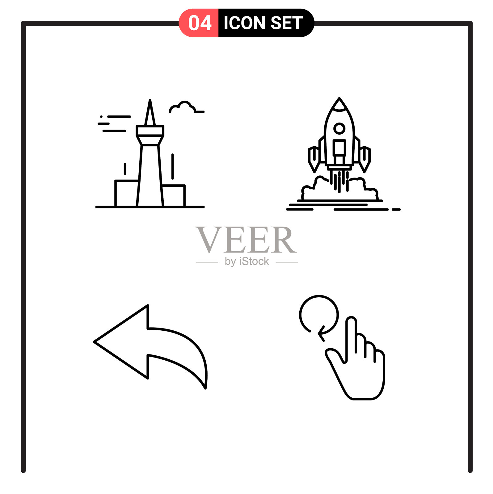 为网页和移动设置4个线条样式图标图标素材