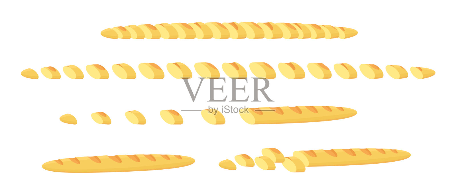 面包片信息图表集。切面包。长时间短。动画的发展。业务几个部分。矢量平面插图。插画图片素材