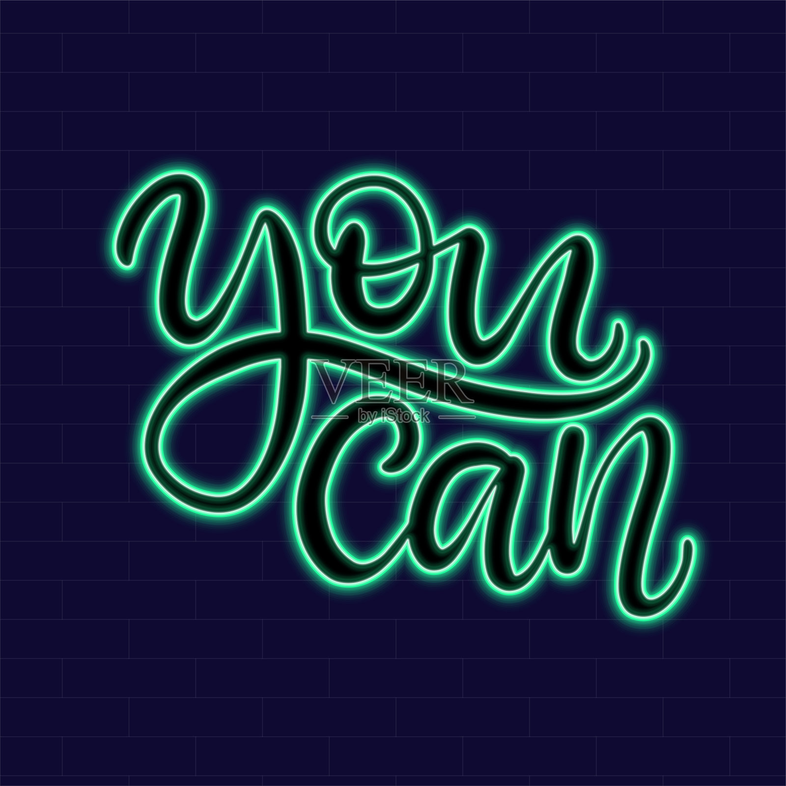 霓虹灯与字母在黑暗的背景矢量插图。插画图片素材