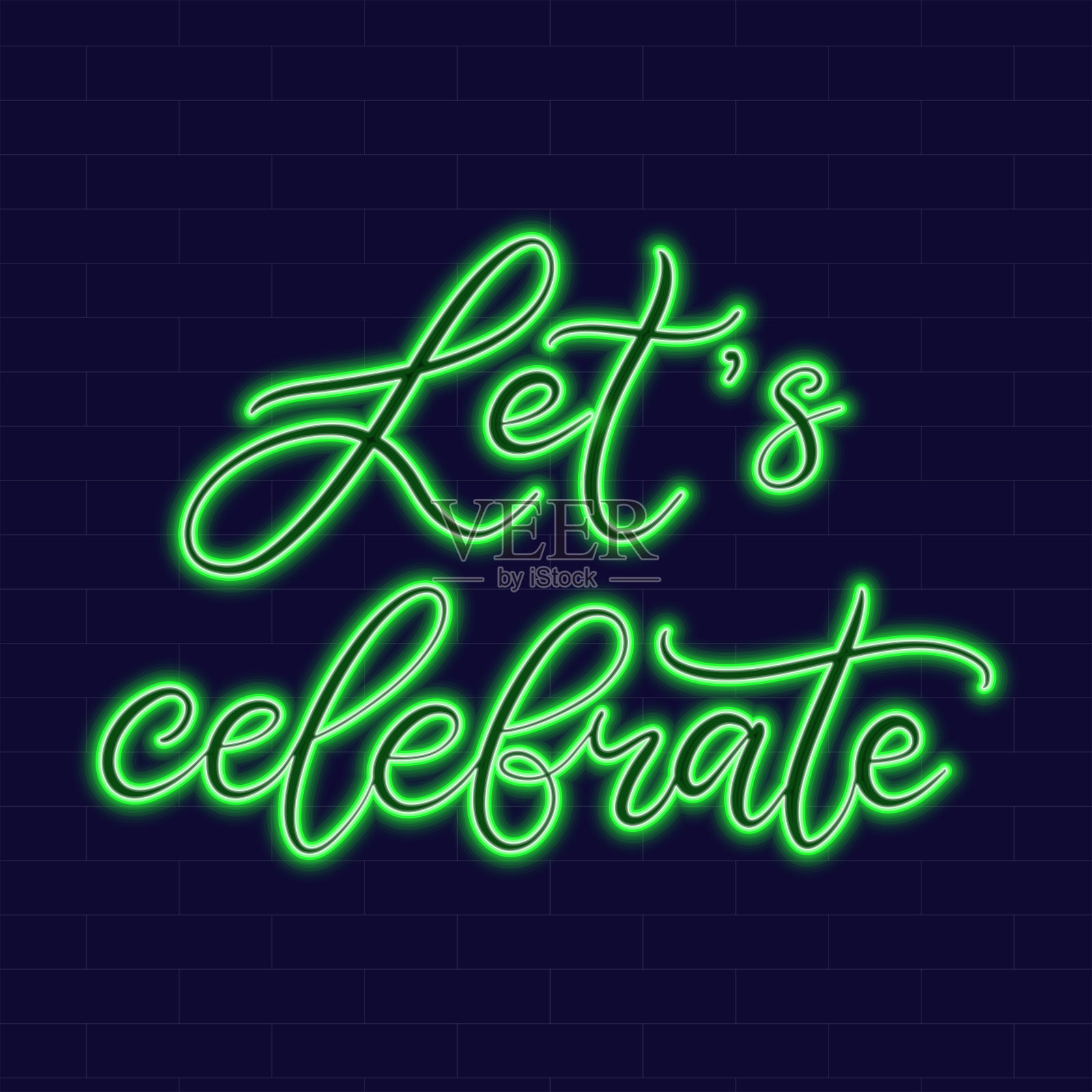 霓虹灯与字母在黑暗的背景矢量插图。设计模板素材