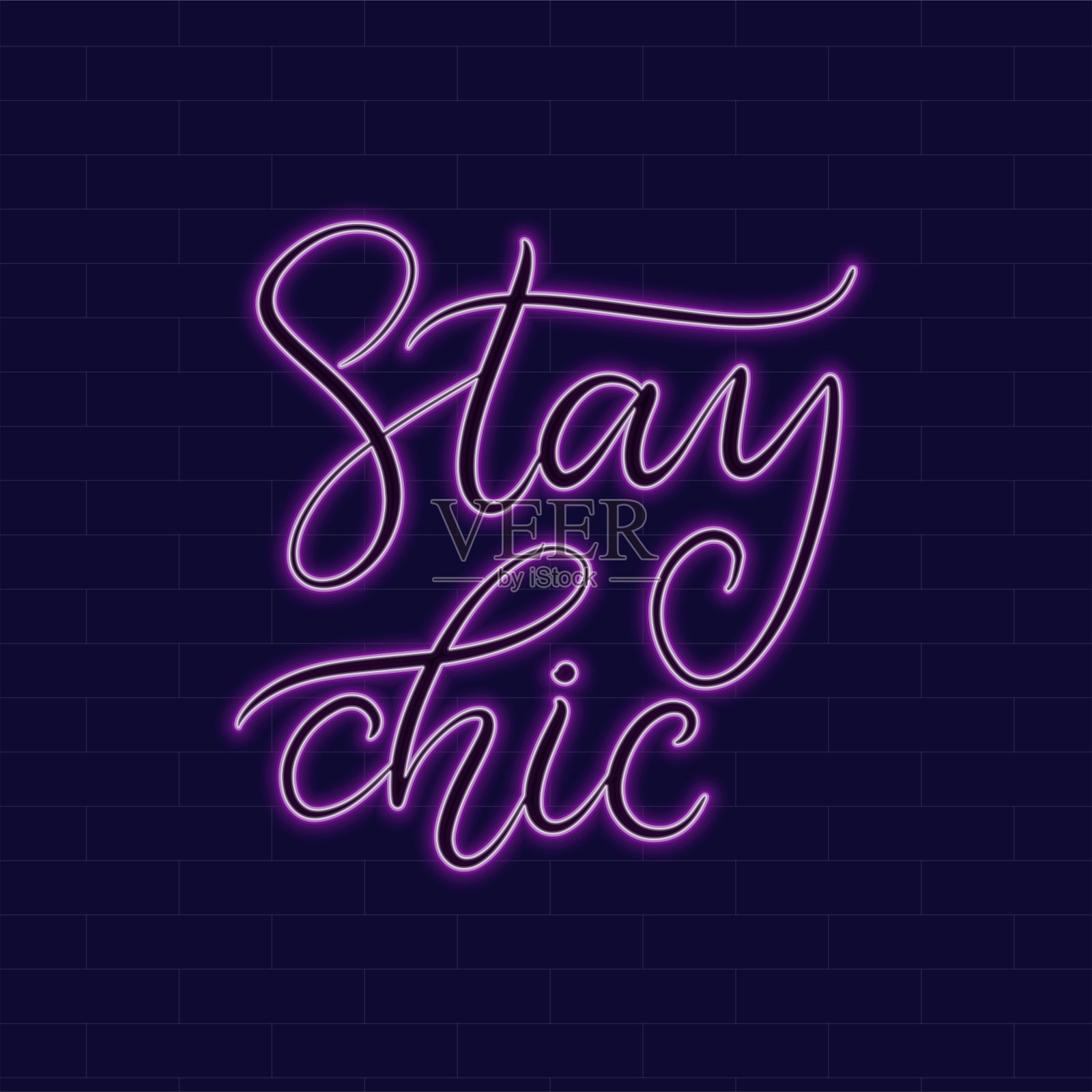 霓虹灯与字母在黑暗的背景矢量插图。插画图片素材