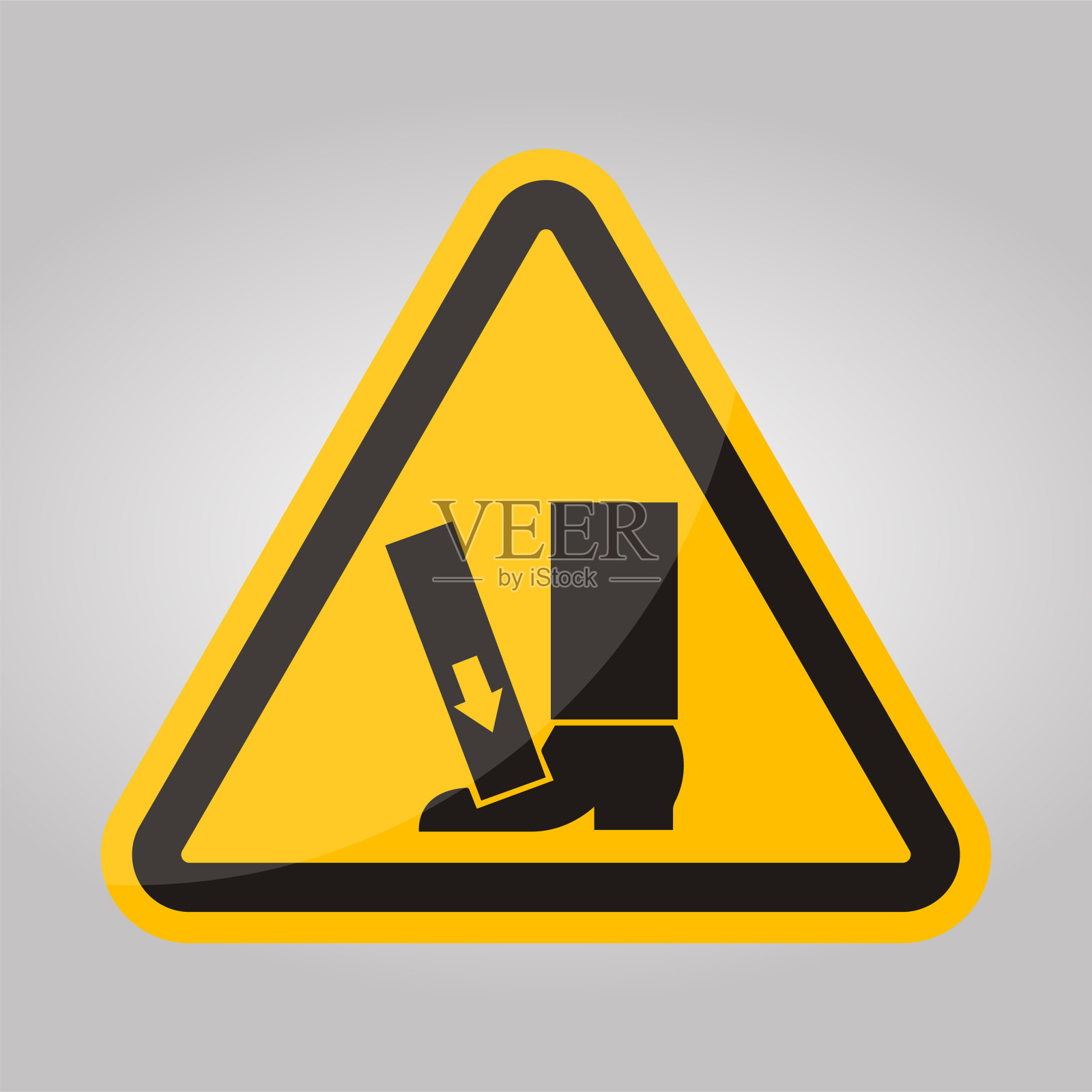 脚压力从上面的符号符号，矢量插图，隔离在白色背景标签。eps10插画图片素材