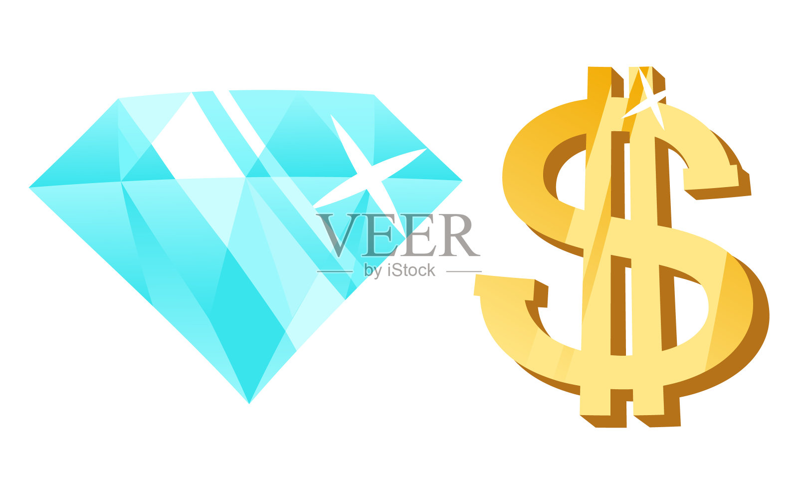 金元符号和水晶璀璨钻石插画图片素材