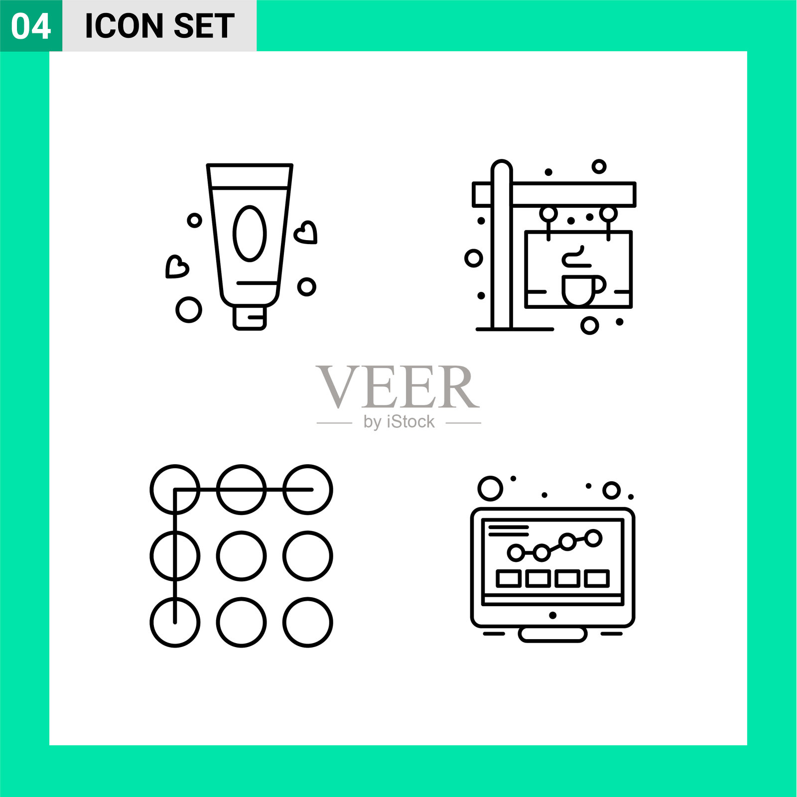 包4个线条样式图标设置轮廓符号图标素材