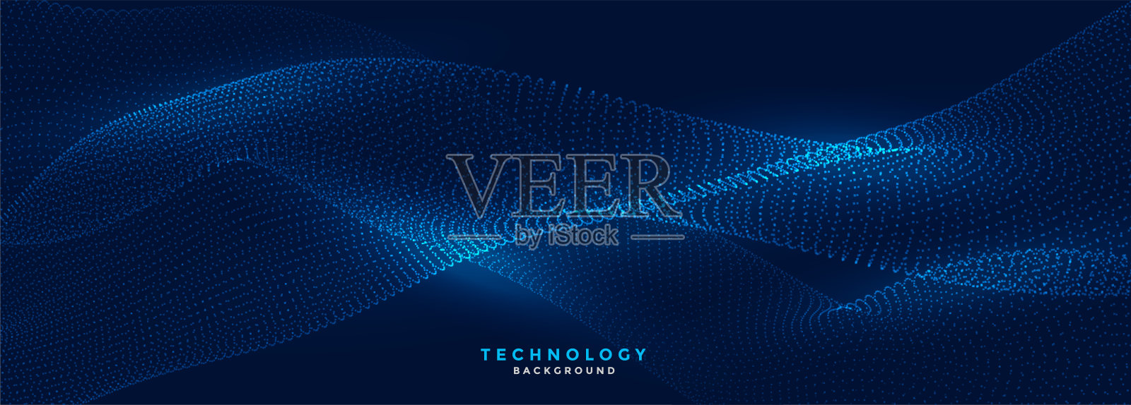 数字流动粒子技术蓝色横幅设计插画图片素材