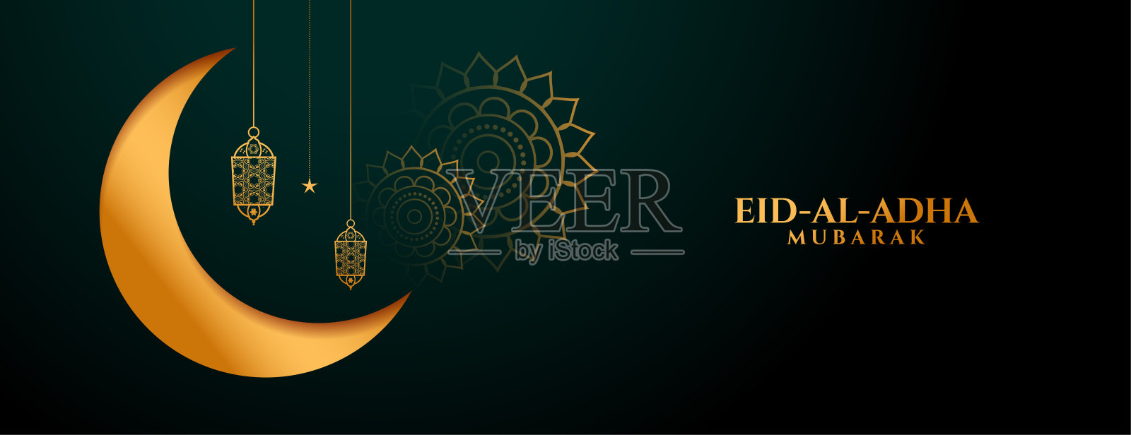 伊斯兰古尔邦传统节日金色旗帜设计设计模板素材