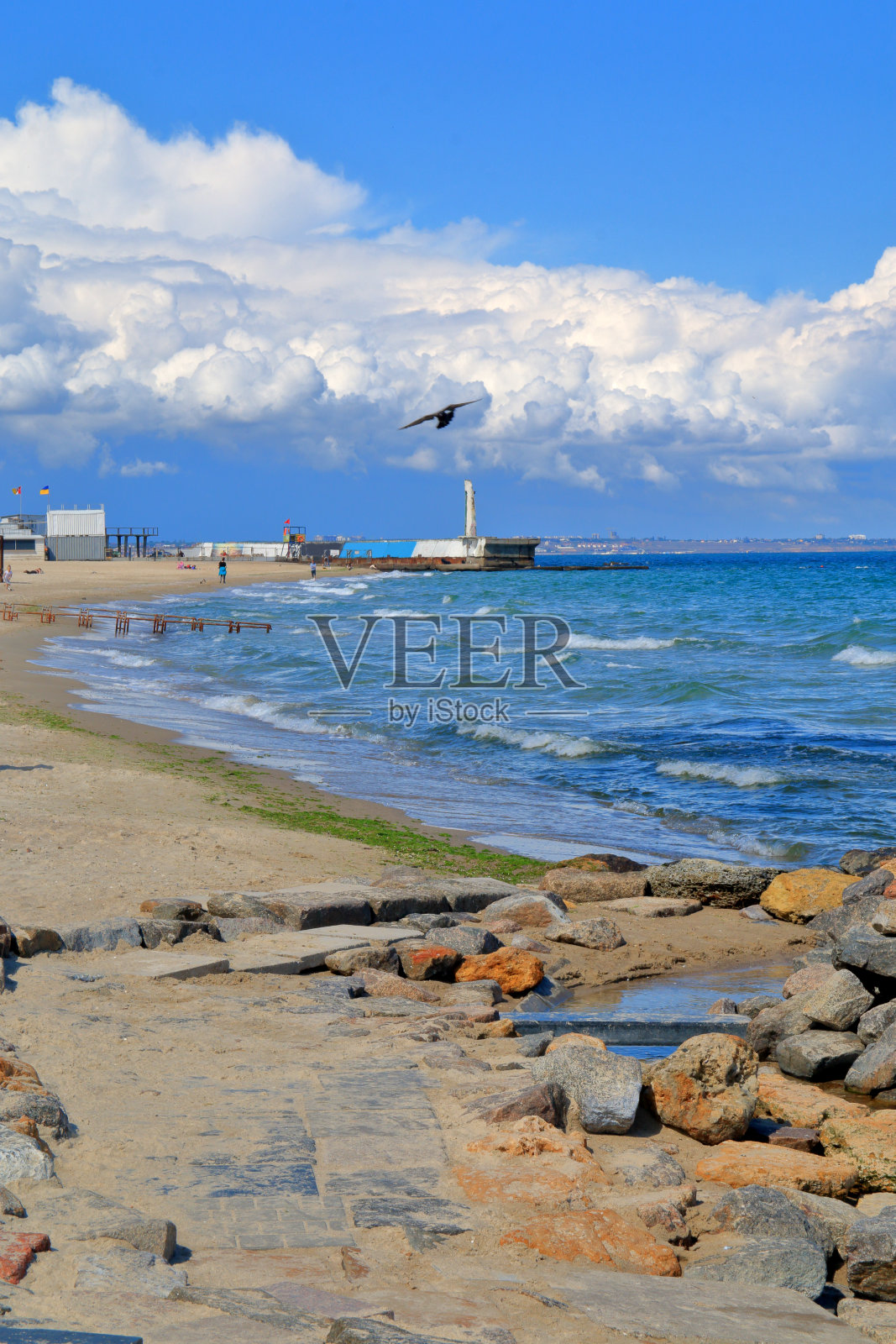 黑海沿岸的奥德萨市。照片摄影图片