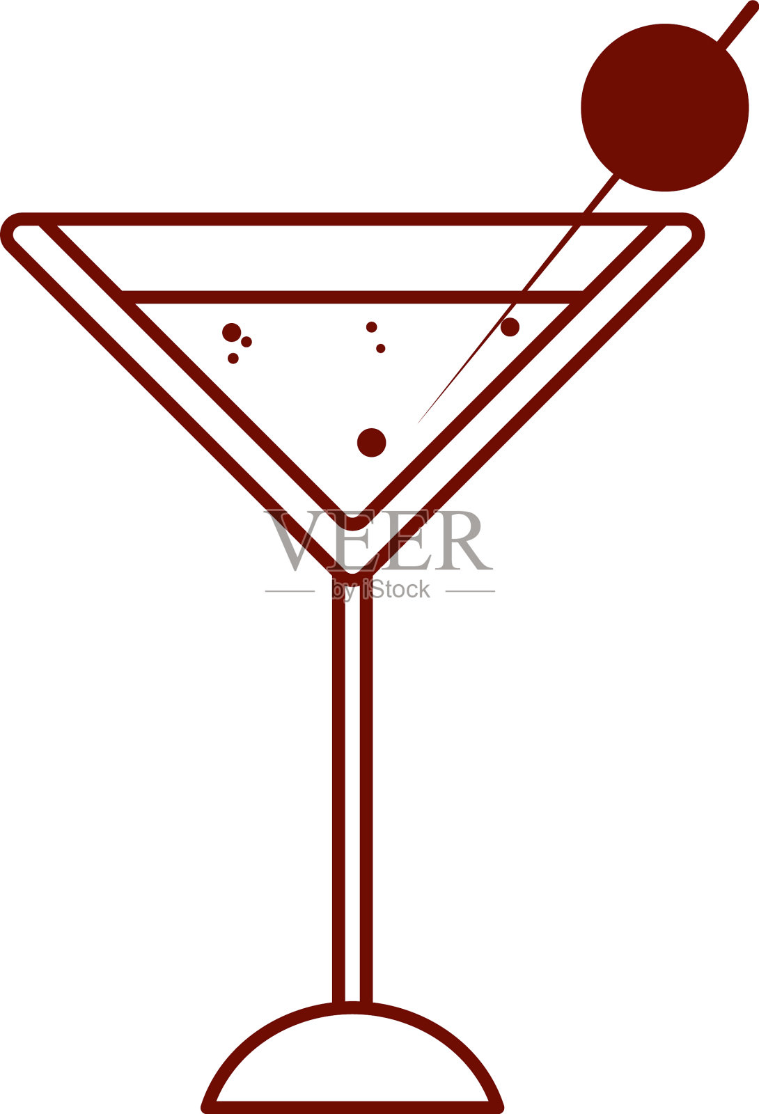 孤立的马提尼酒杯饮线风格图标设计元素图片