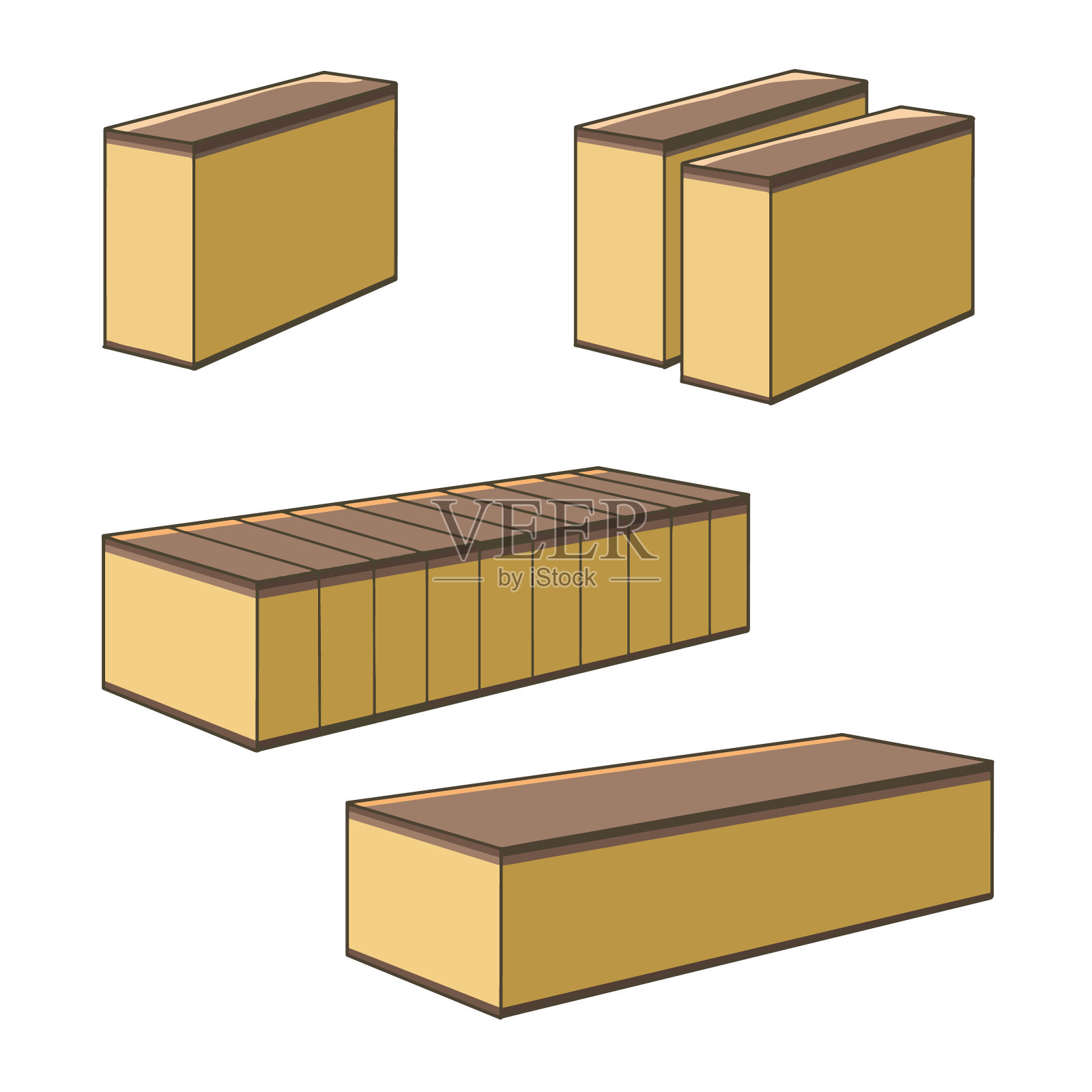 白色背景上的盒子特写镜头插画图片素材