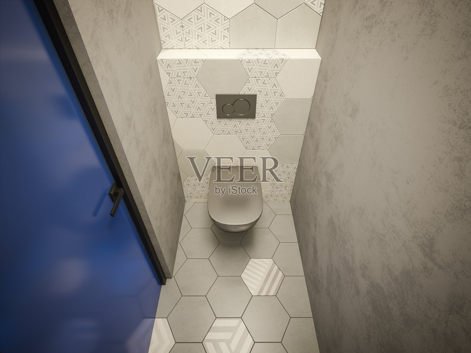 电脑生成的浴室图像。建筑可视化，3D渲染。照片摄影图片